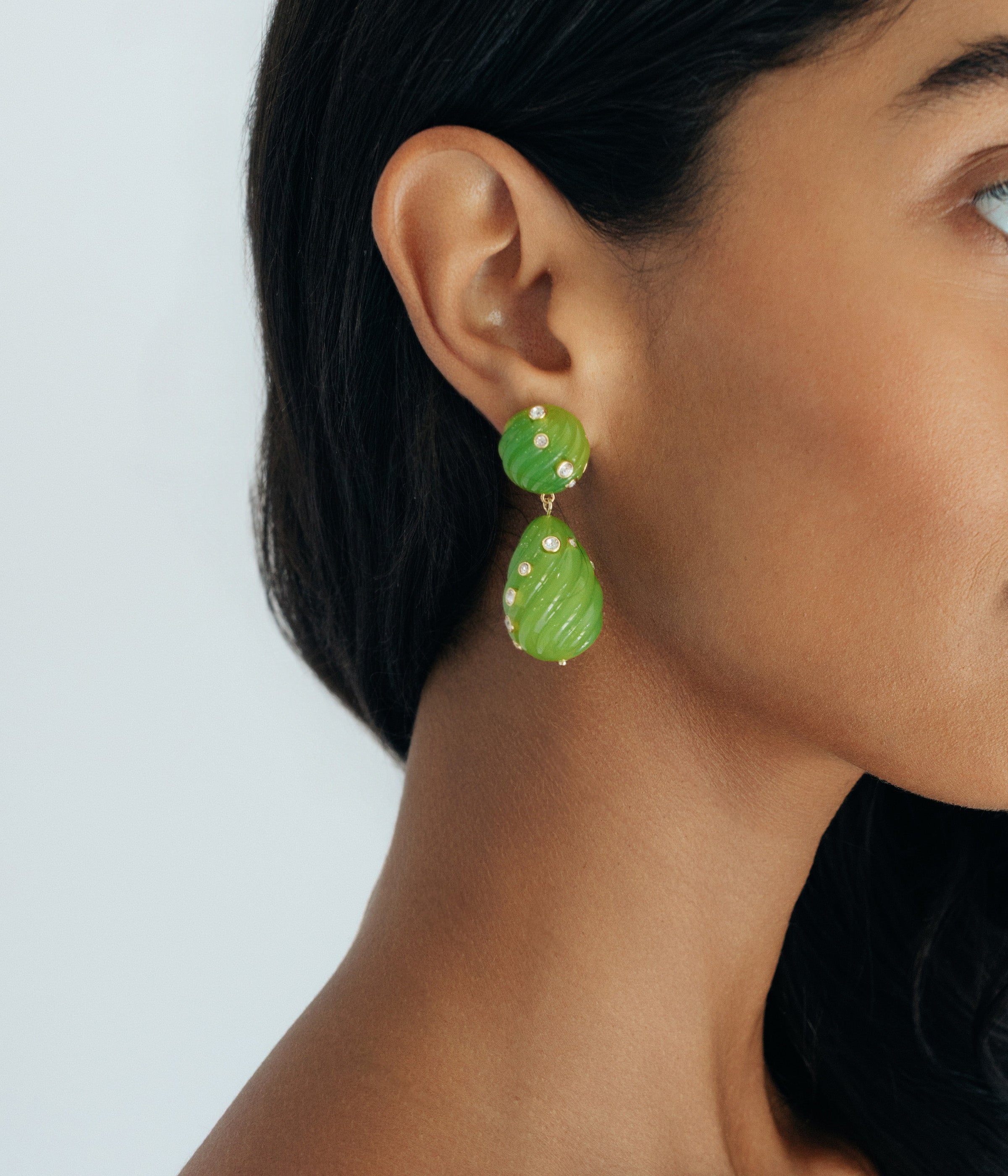 Raeni Drop Earrings in Olivine