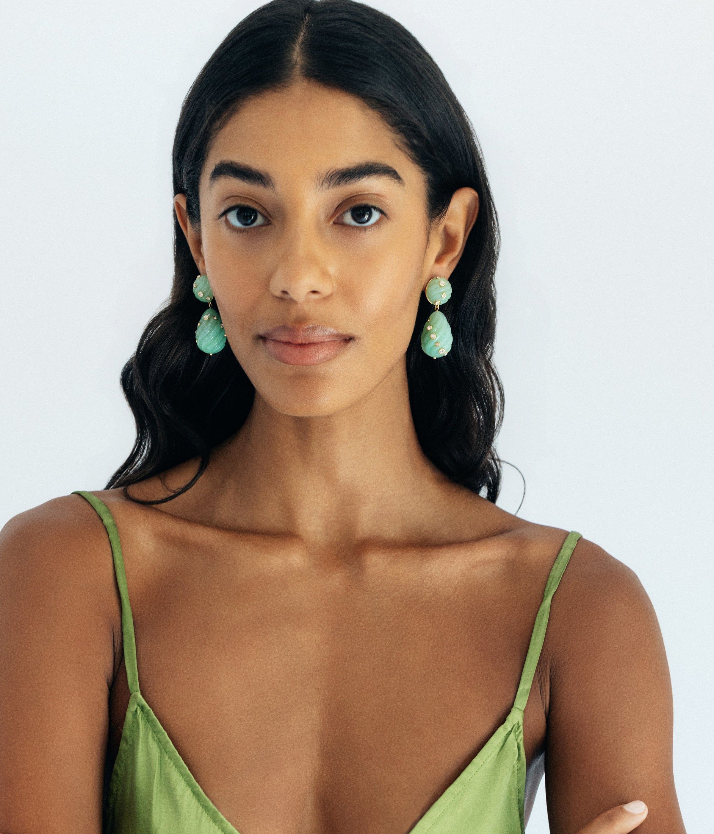 Raeni Drop Earrings in Mint