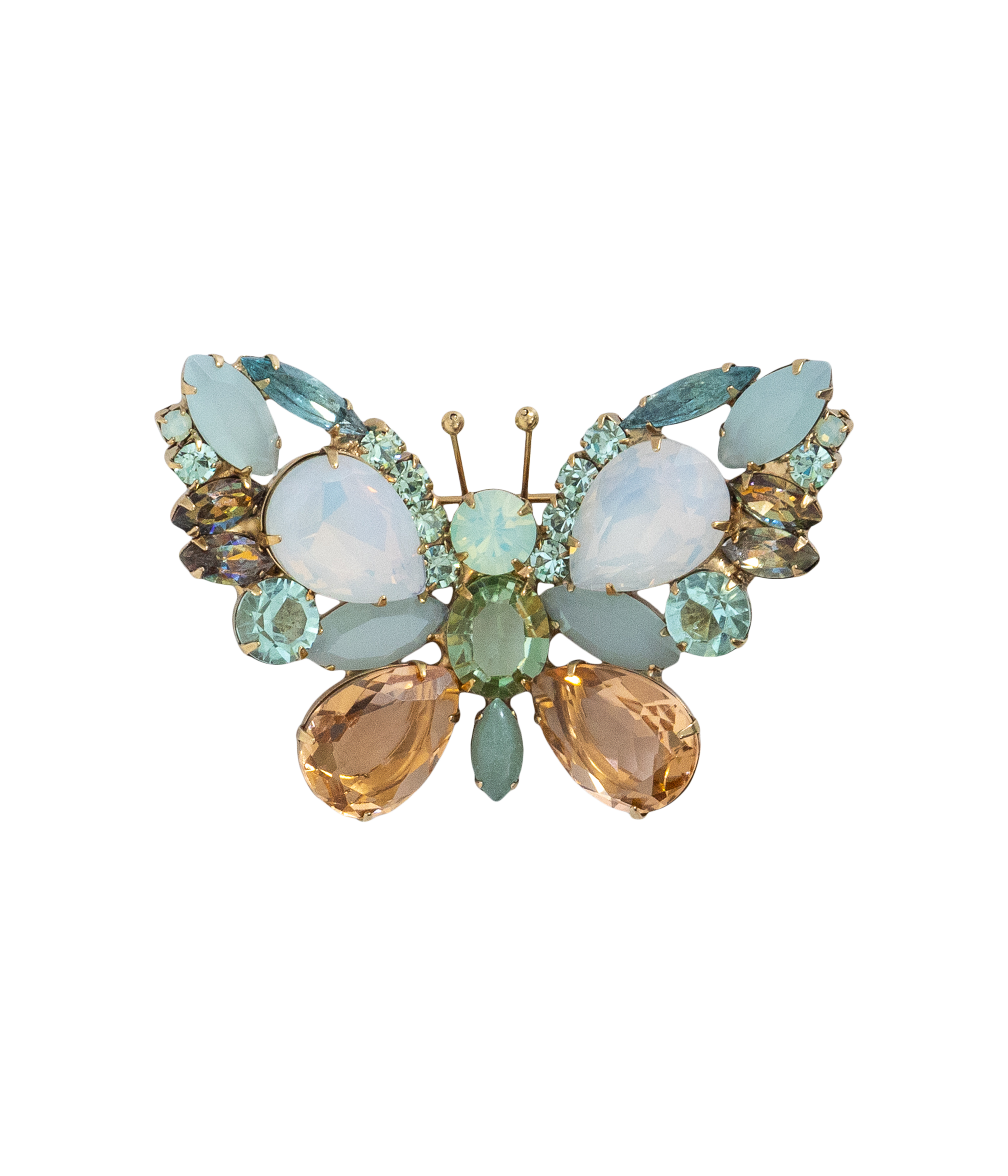 Small Butterfly in Aqua / White Opal / Light Peach