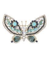 Large Butterfly in White Opal / Aqua / Crystal
