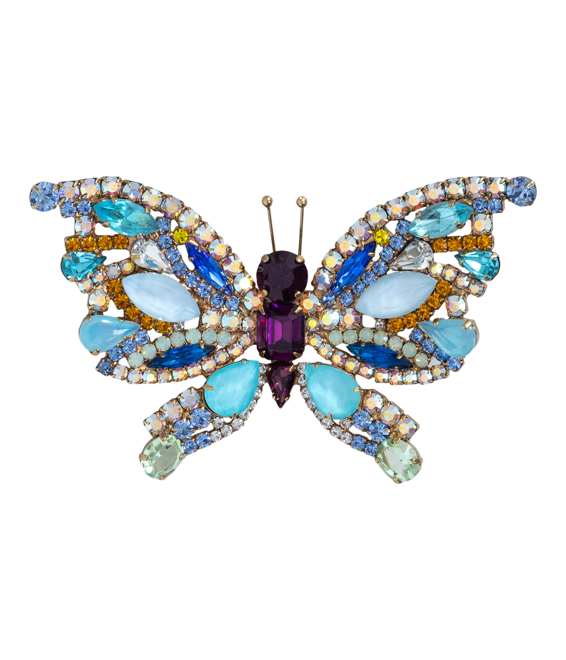 X-Large Butterfly in Aqua / Crystal AB / Amethyst