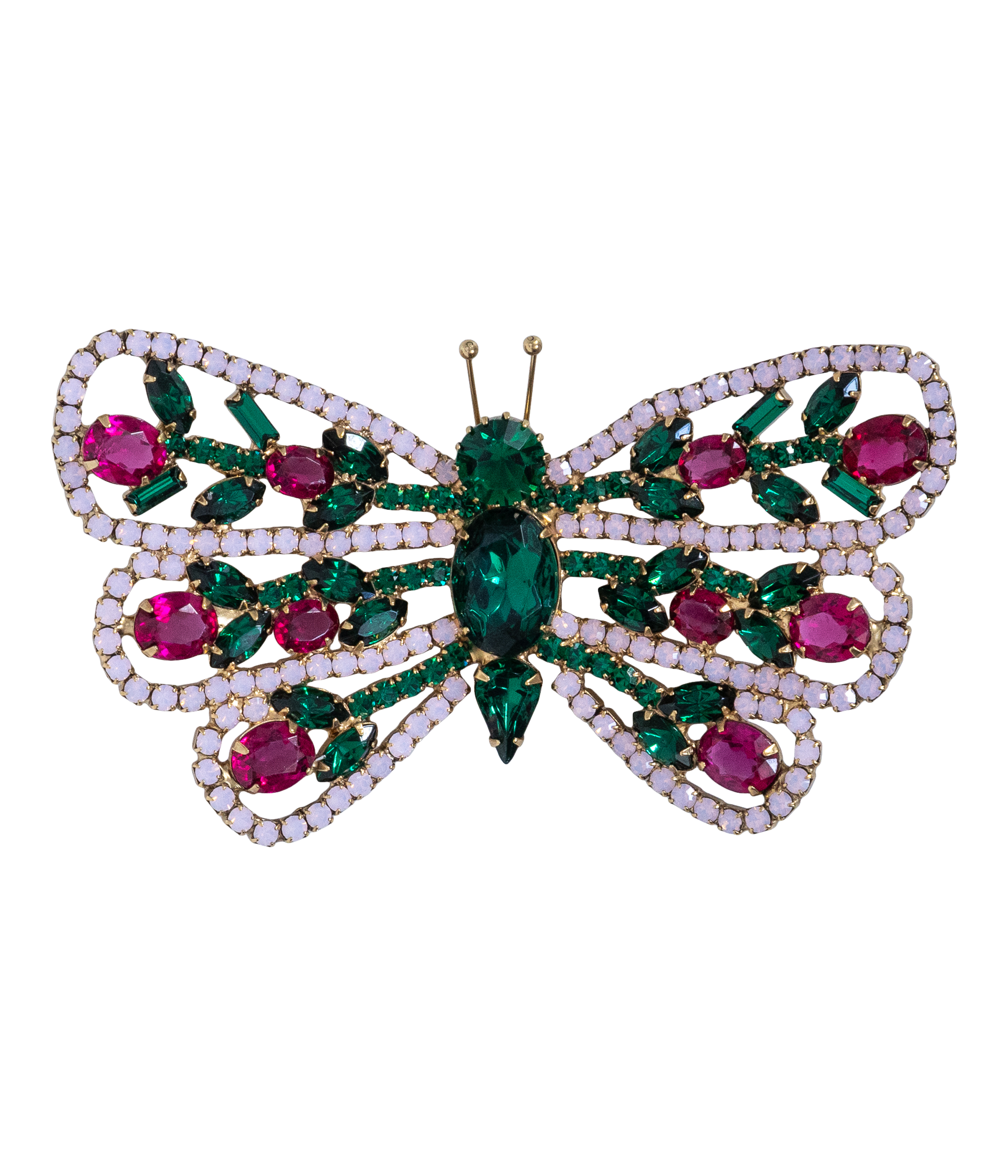 X-Large Butterfly in White Opal / Emerald / Ruby