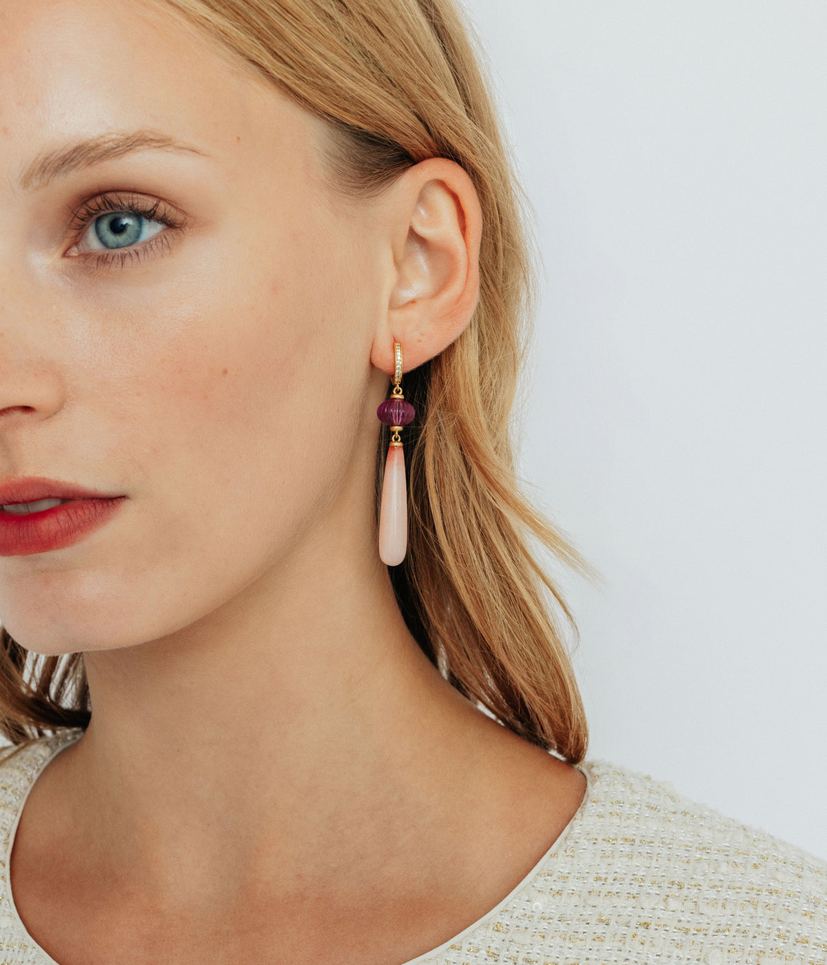 Rafferty Drop Earrings in Pink - Loren Hope