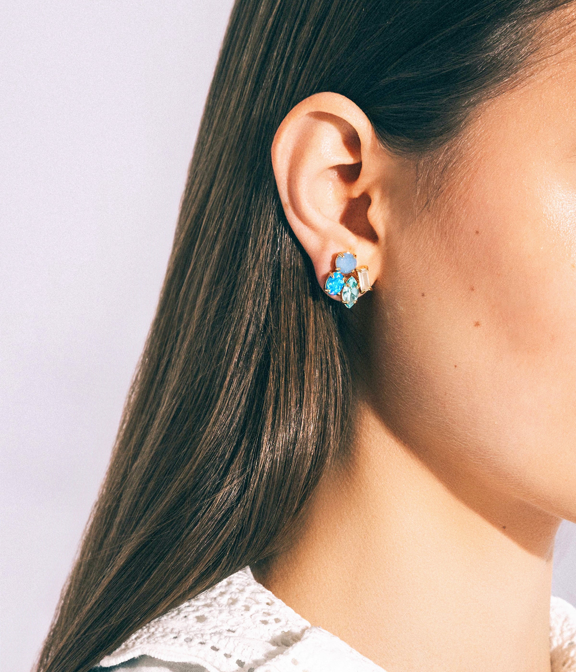 Ridley Stud Earrings in Blue - Loren Hope