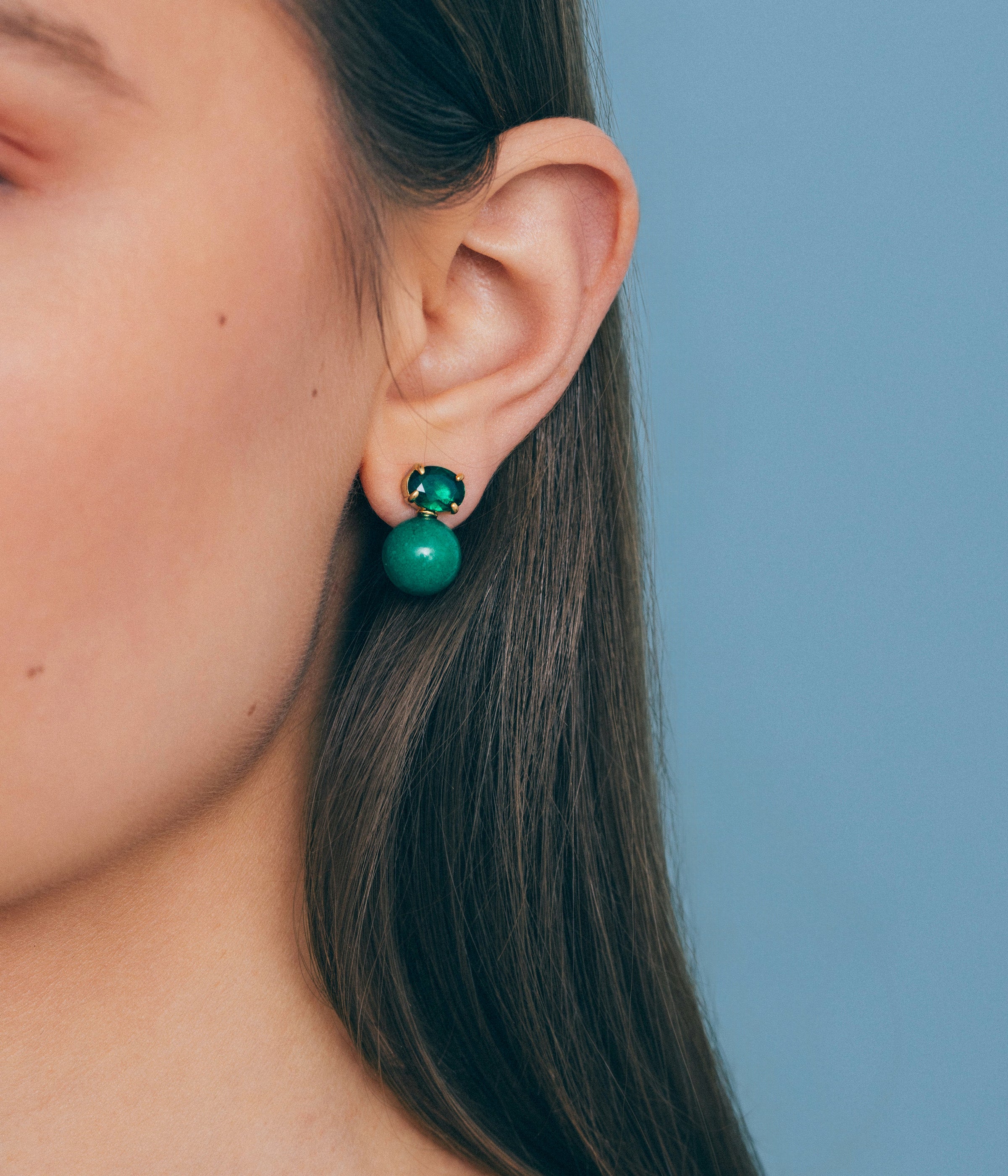 Sabine Studs in Green - Loren Hope