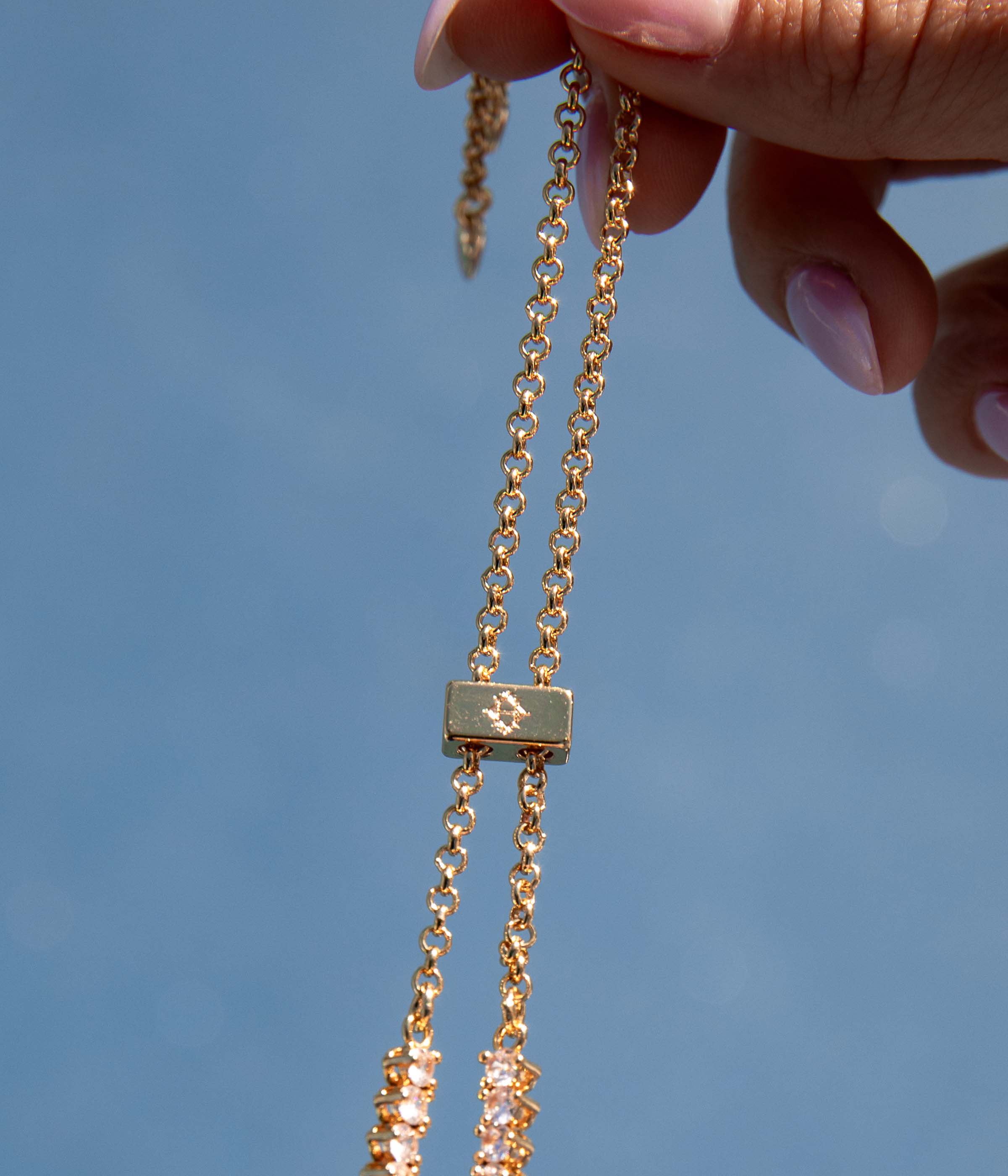 Liza Slider Necklace in Smoked Sapphire