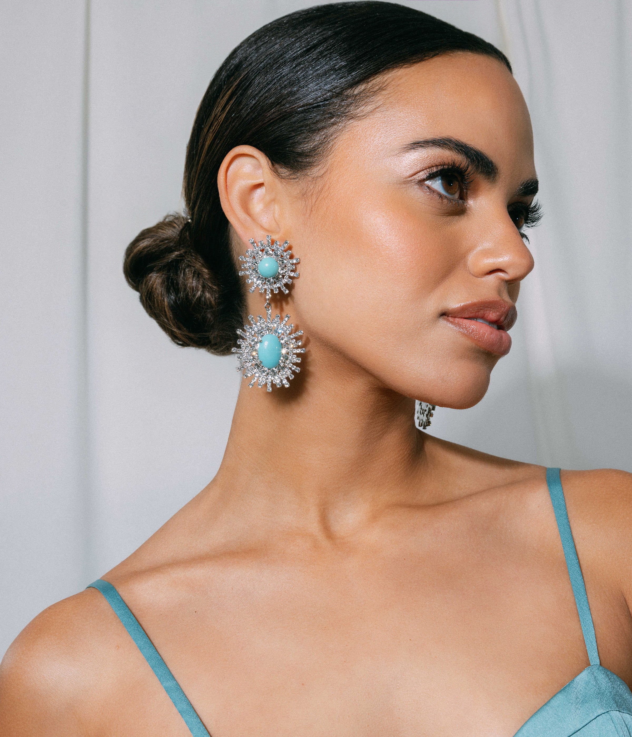 Stevie Statement Earrings in Turquoise