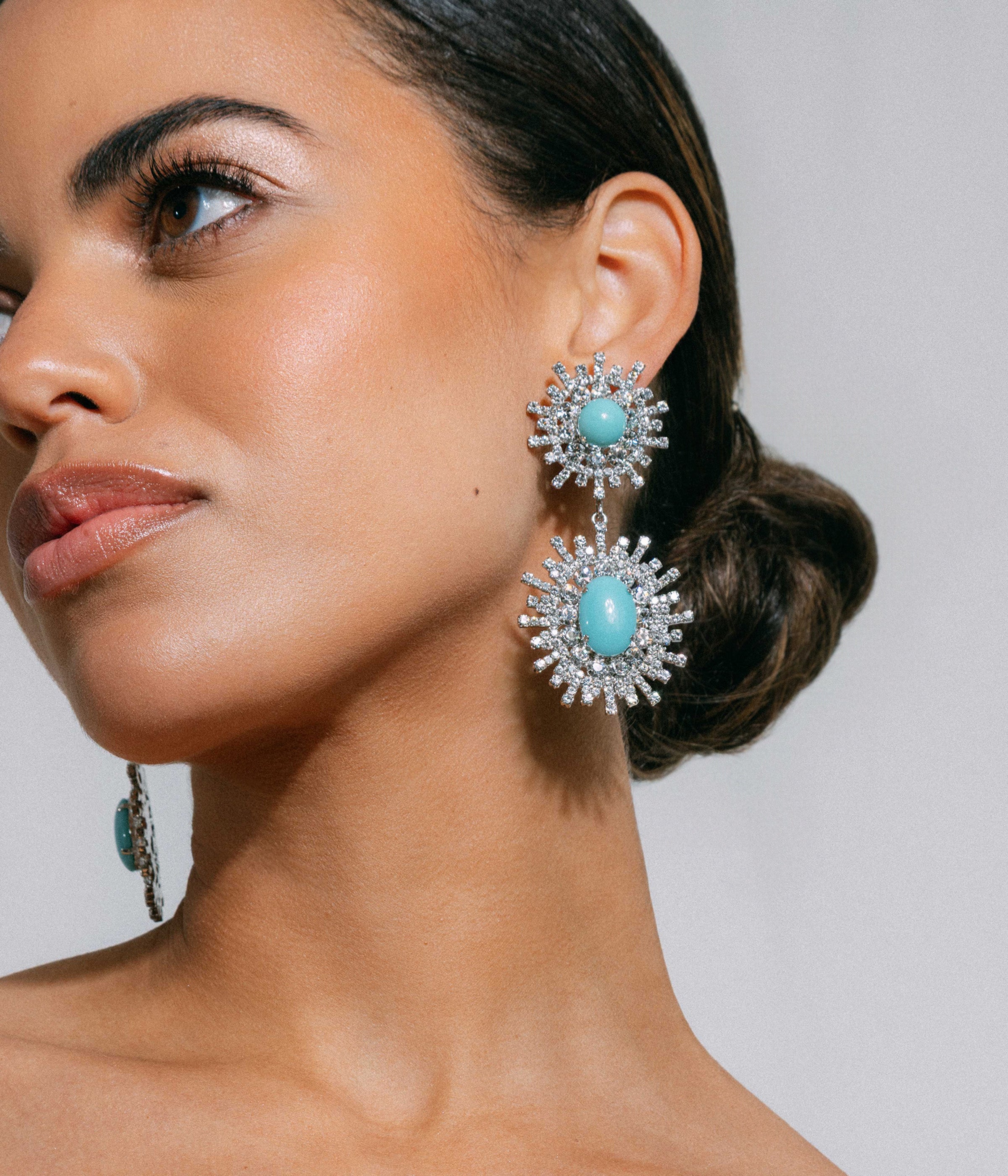 Stevie Statement Earrings in Turquoise