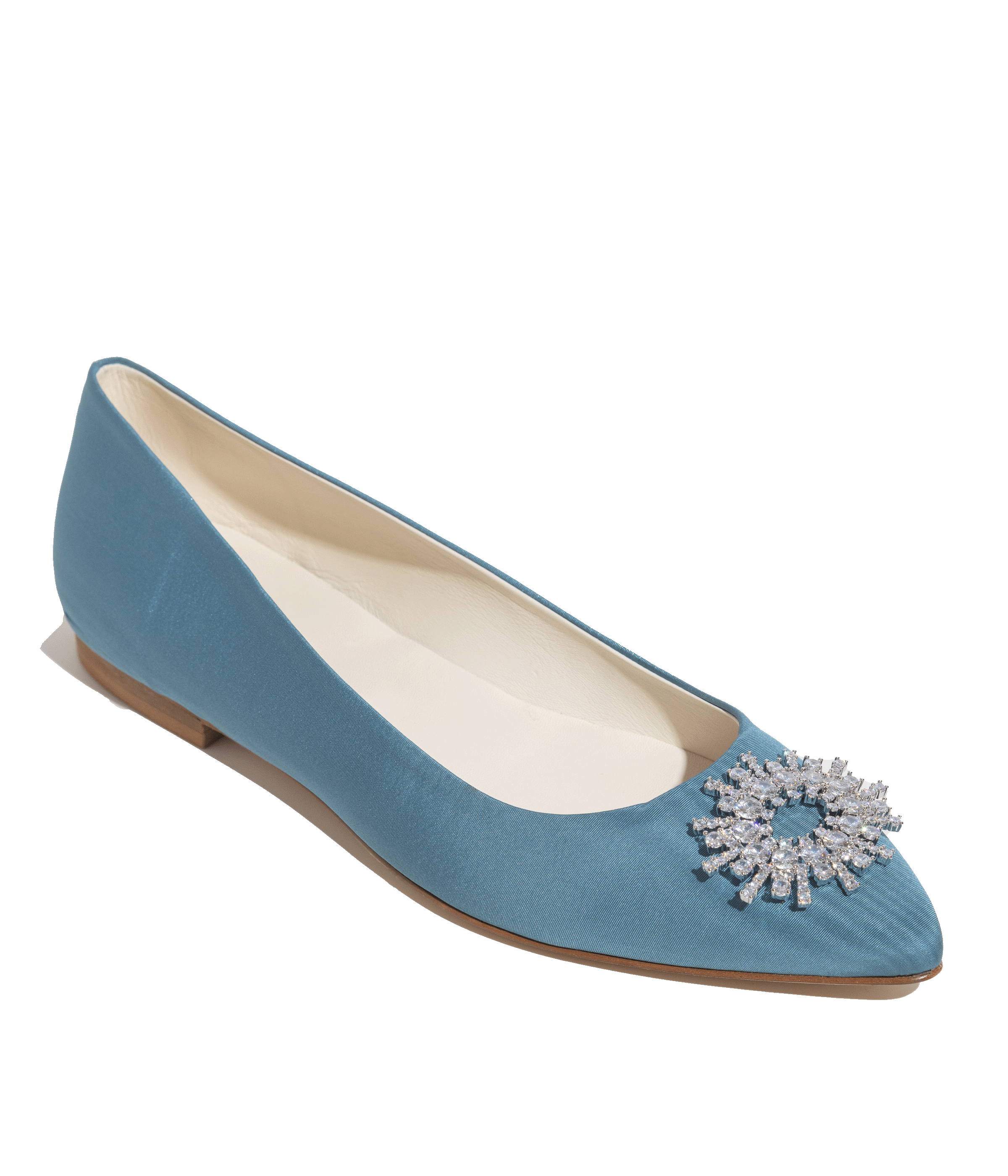 Stevie Ballerina Flats in Blue Silk Moire