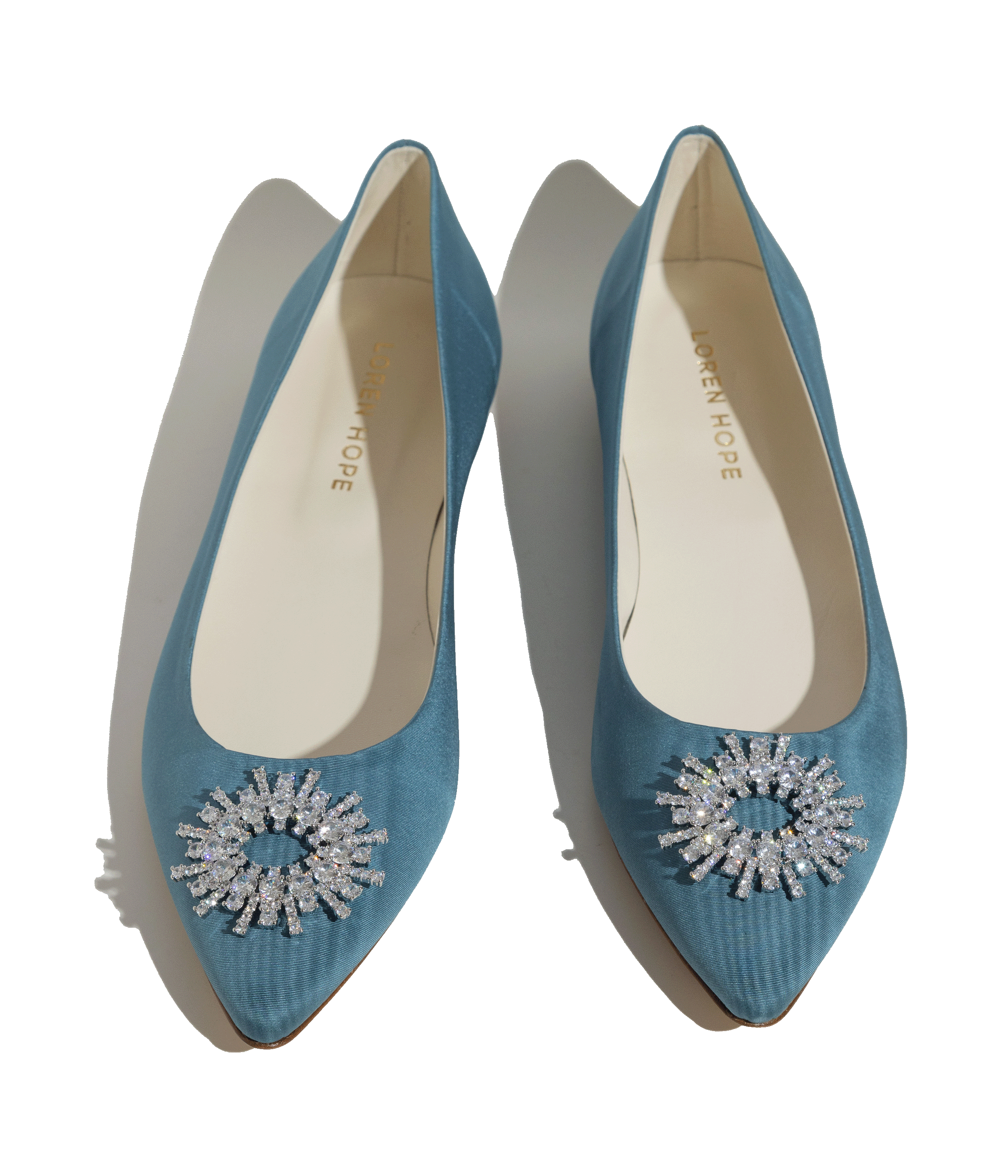 Stevie Ballerina Flats in Blue Silk Moire