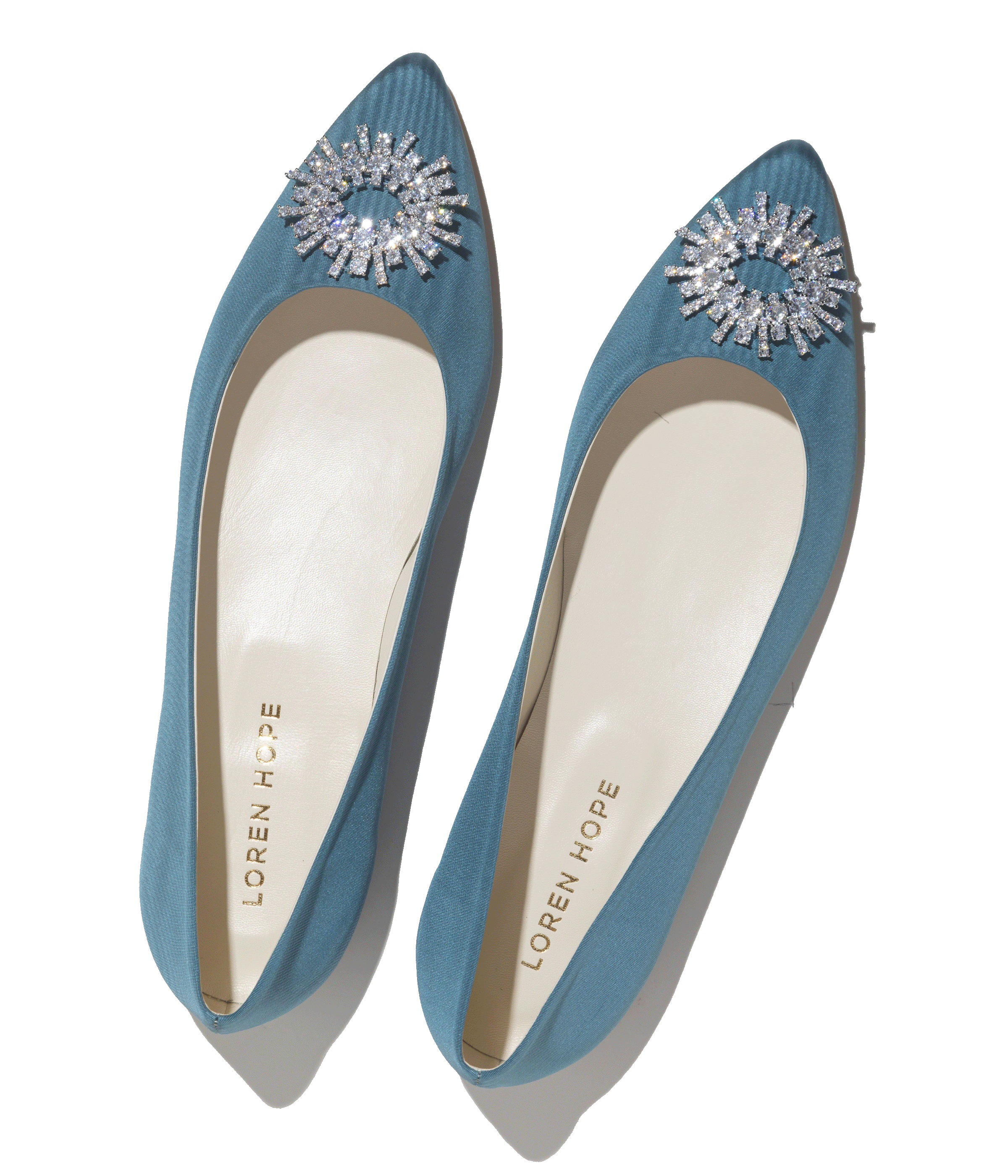 Stevie Ballerina Flats in Blue Silk Moire