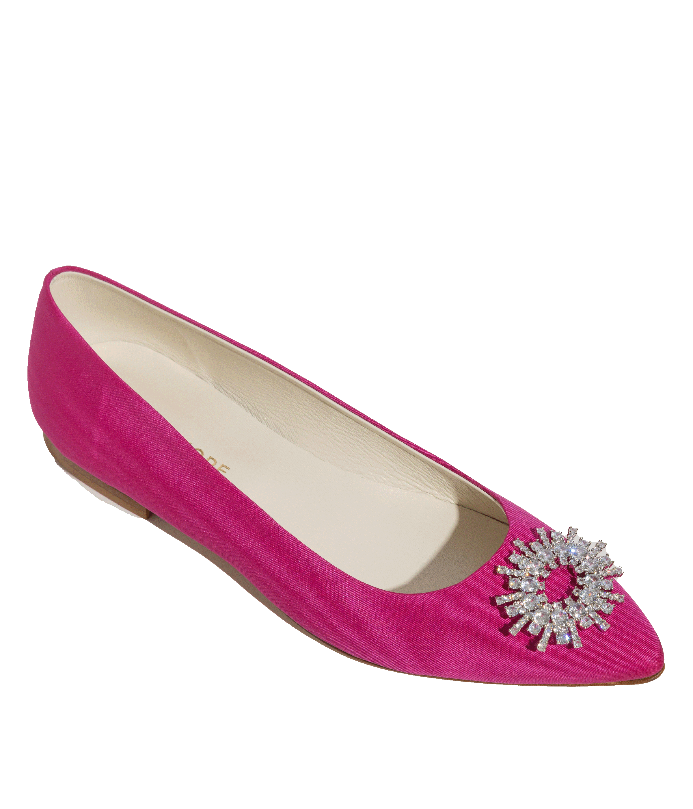 Stevie Ballerina Flats in Pink Silk Moire
