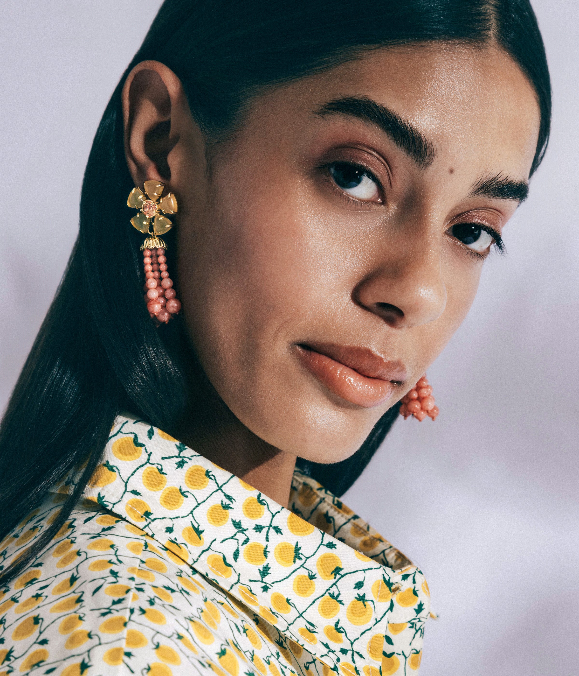 Talia Tassel Earrings in Coral - Loren Hope