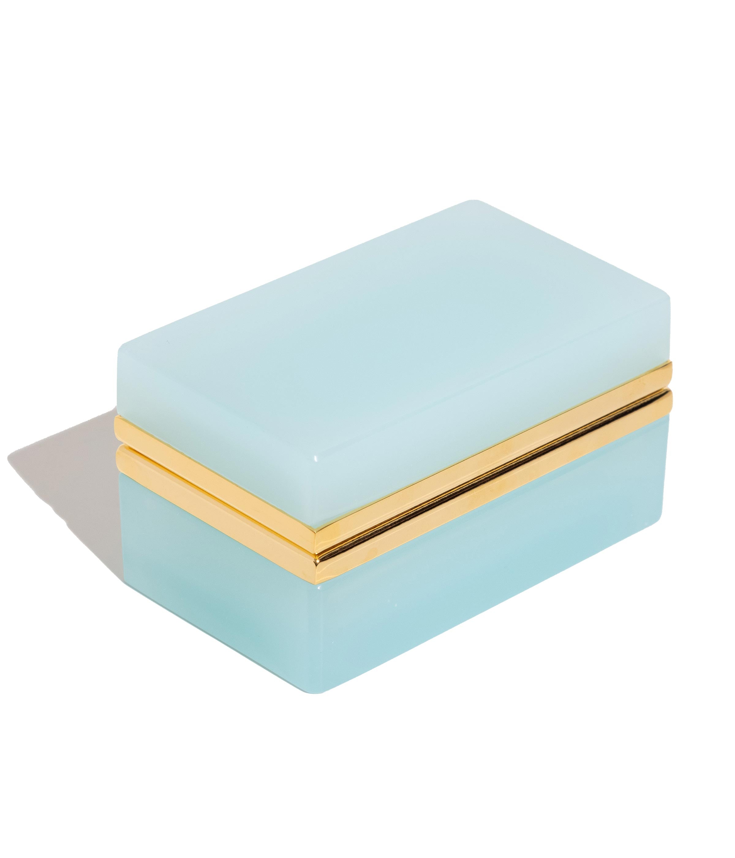Medium Rectangle Aqua Opaline Glass Box