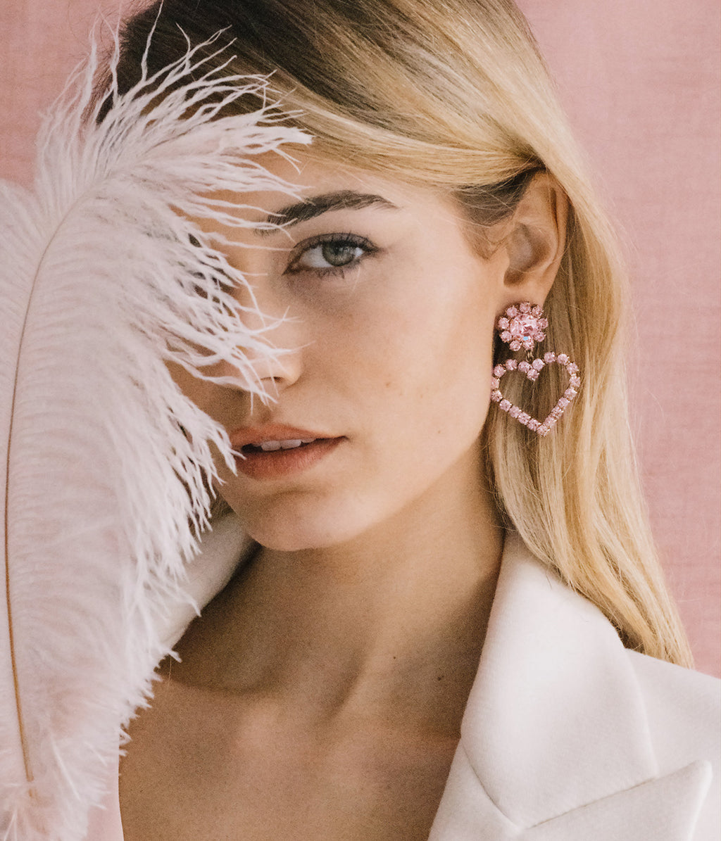 Cupid Heart Earrings in Blush Loren Hope