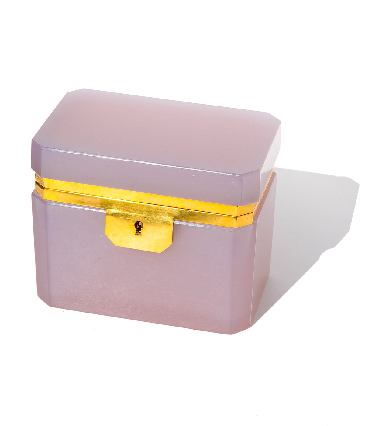 Large Rectangle Lavender Opaline Glass Box