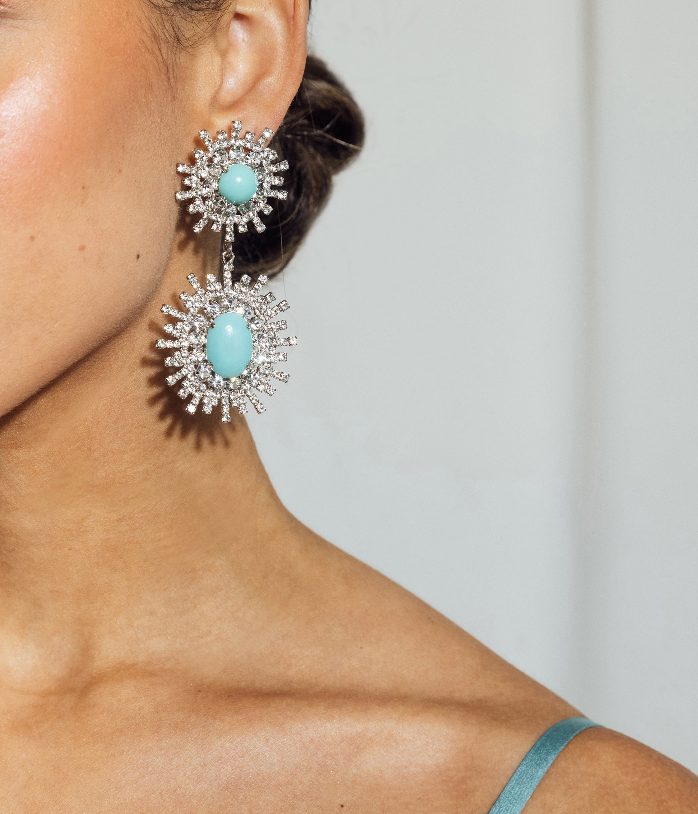 Stevie Statement Earrings in Turquoise - Loren Hope