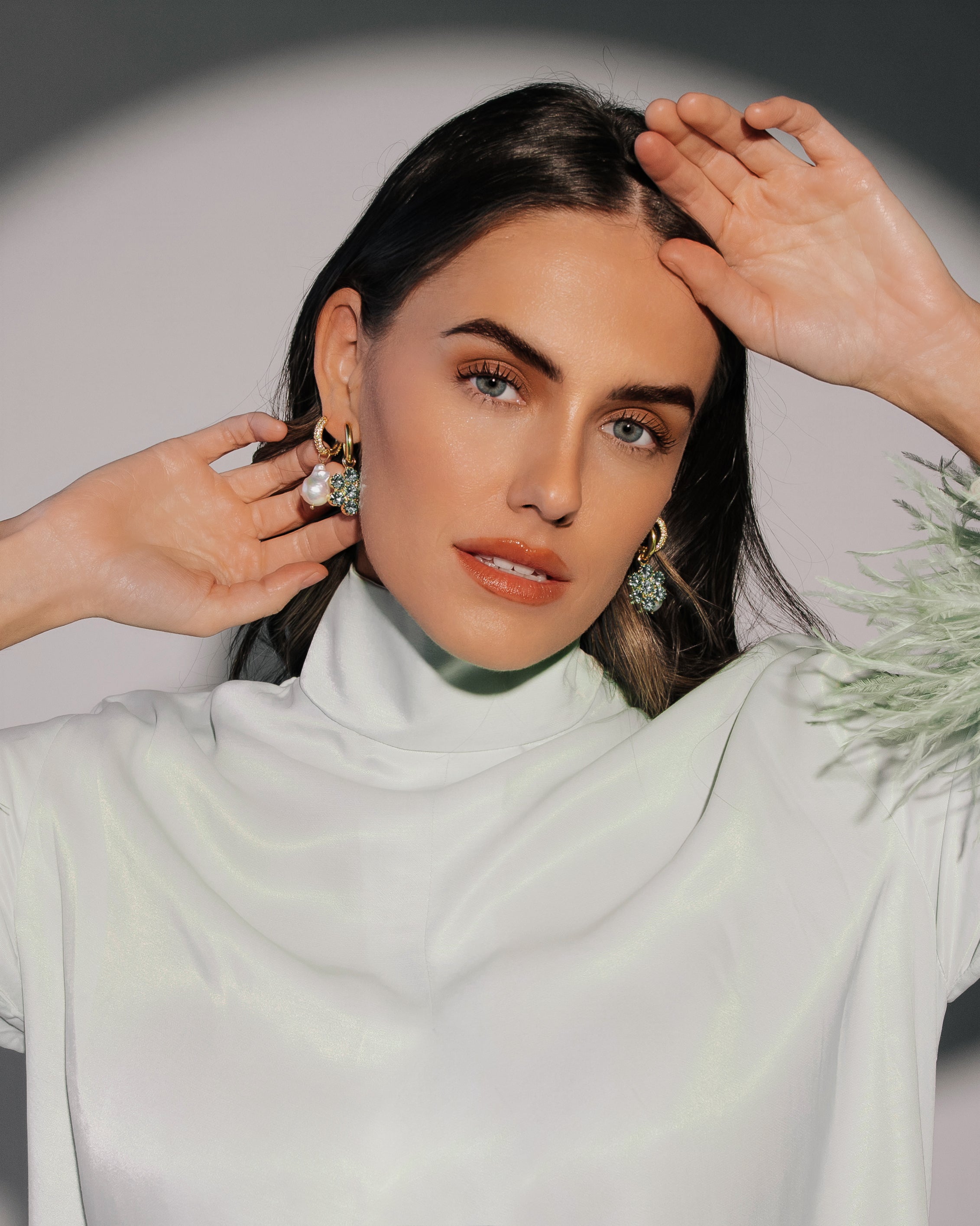 Pavé Huggie Hoops in Gold - Loren Hope