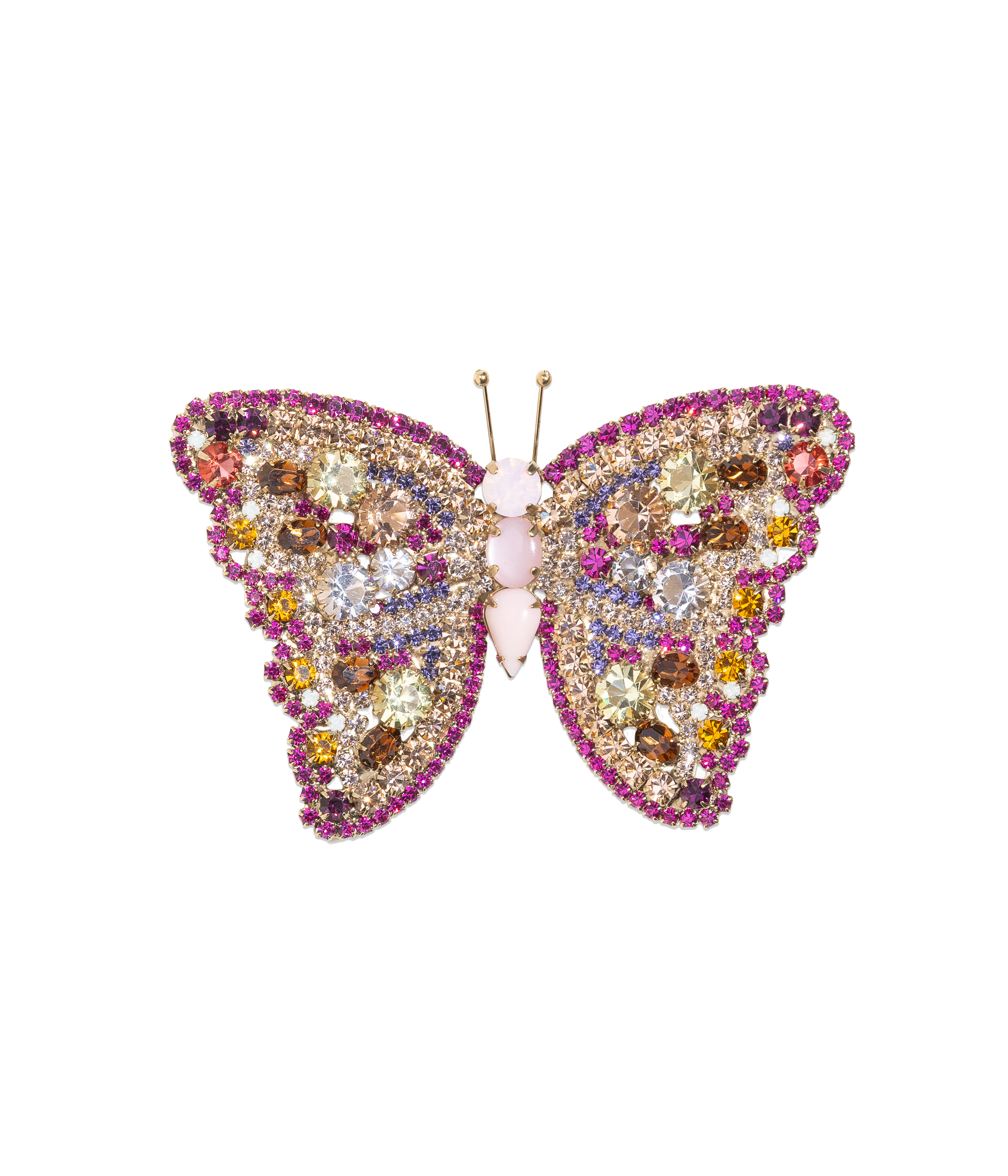 Large Butterfly in Fuchsia / Smoked Topaz / Jonquil