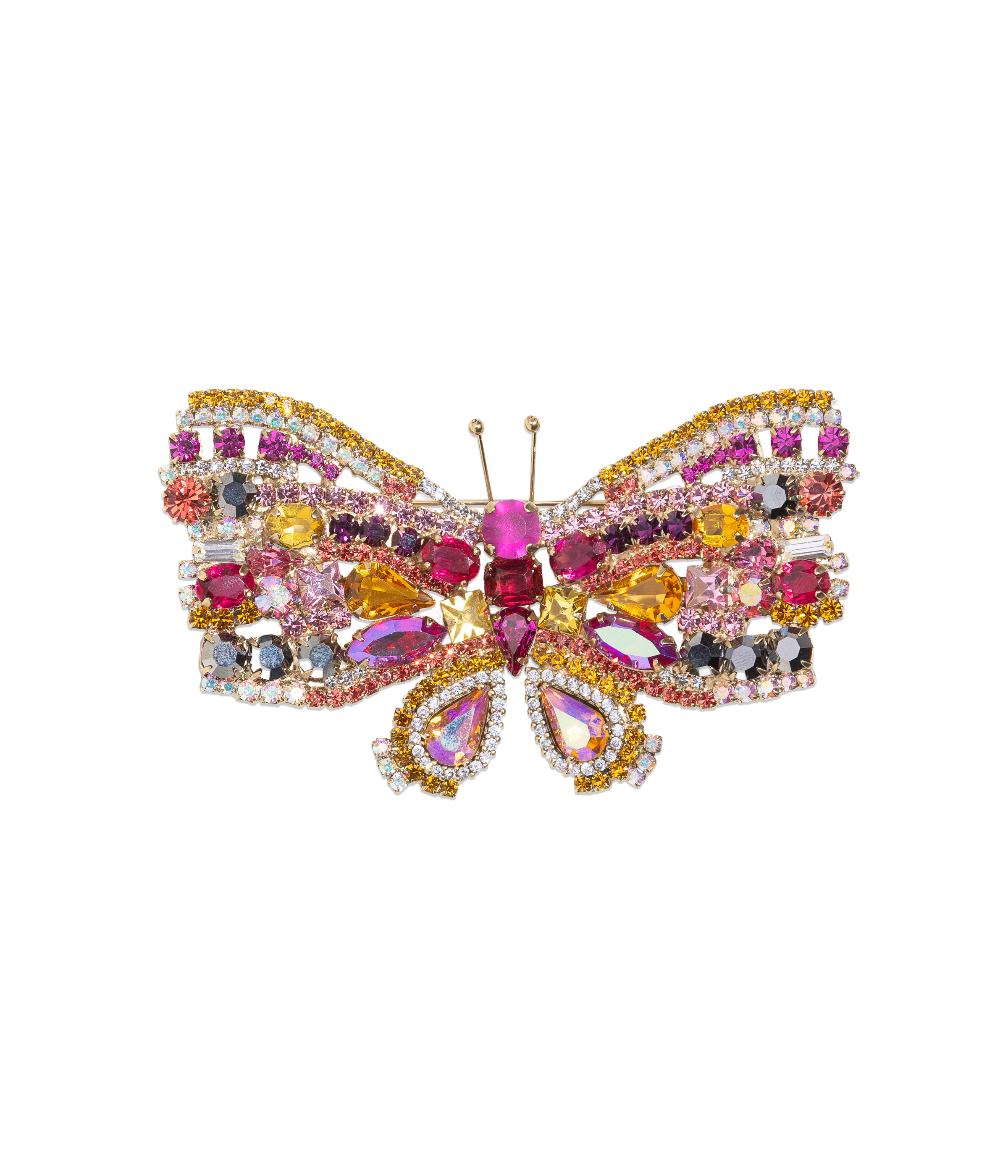 Large Butterfly in Fuchsia / Hematite / Rose AB