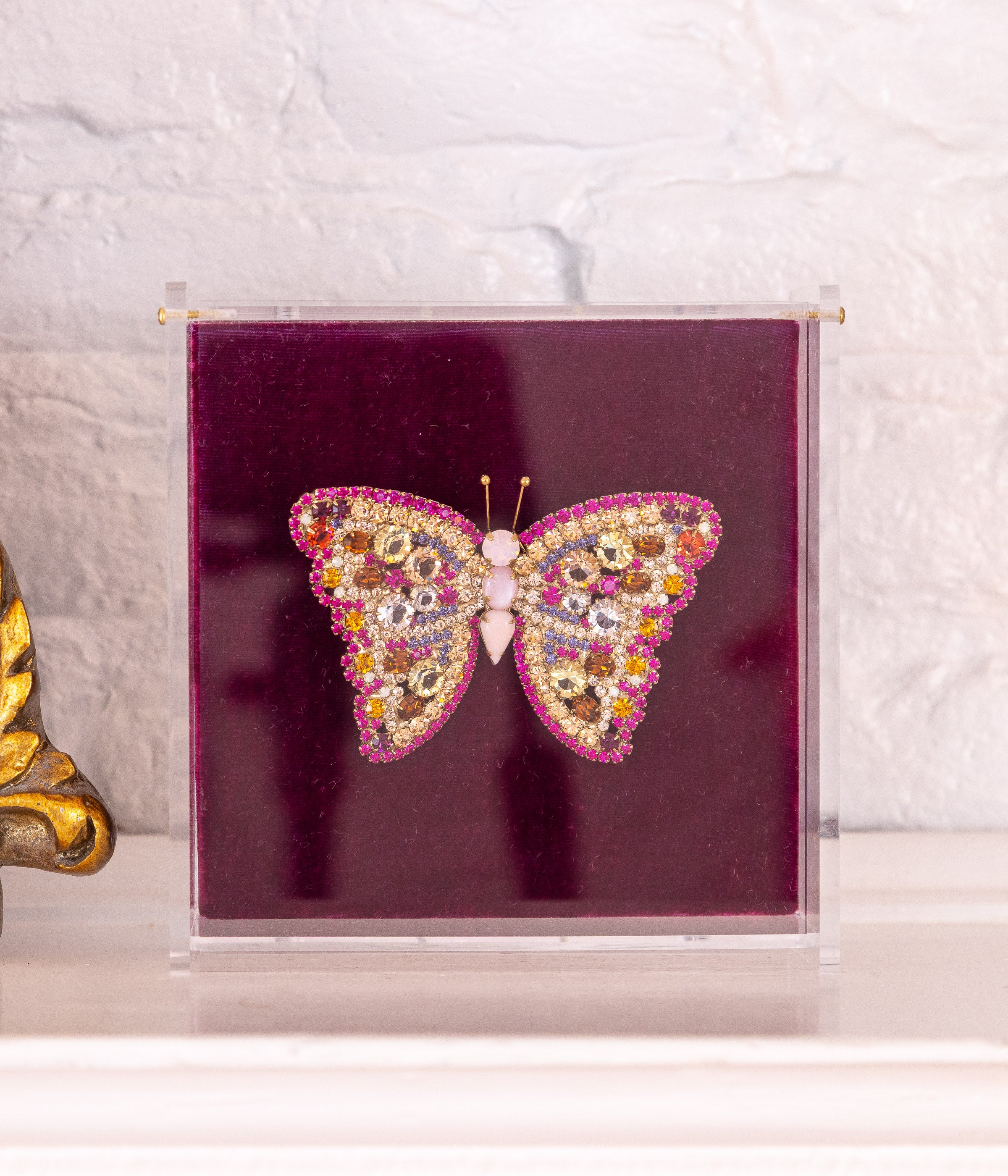 Large Butterfly in Fuchsia / Smoked Topaz / Jonquil