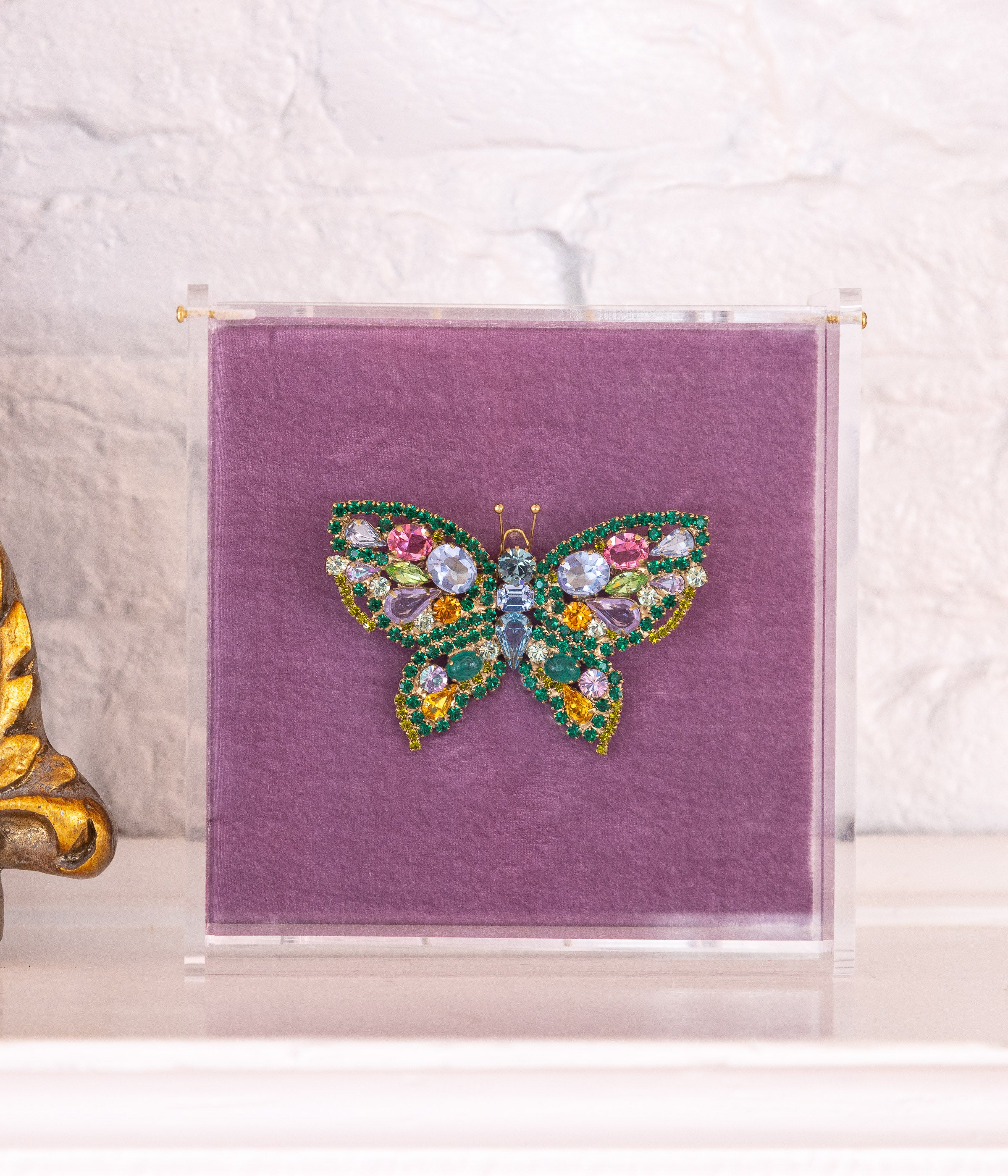 Large Butterfly in Emerald / Light Sapphire / Rose