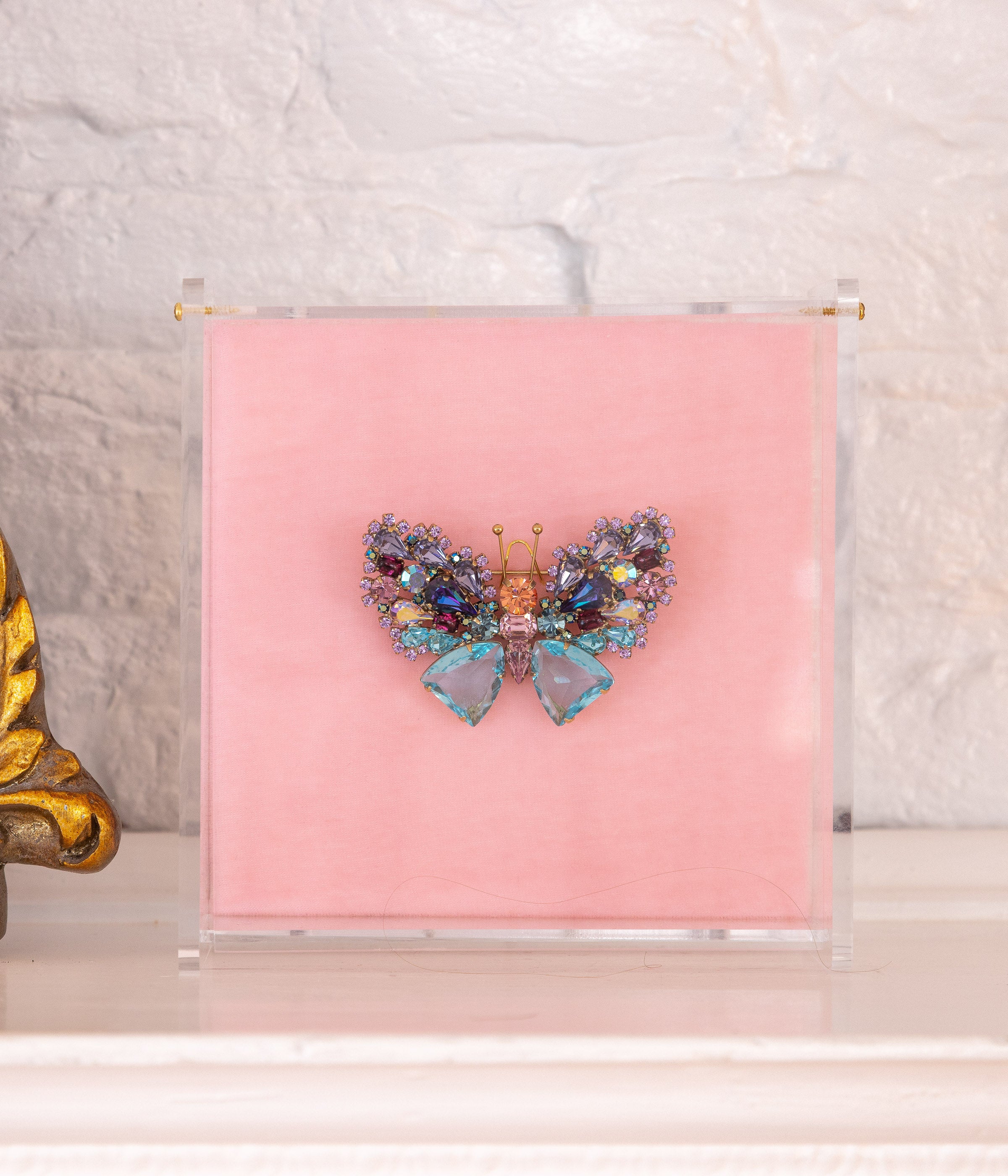 Small Butterfly in Aqua / Violet / Apricot