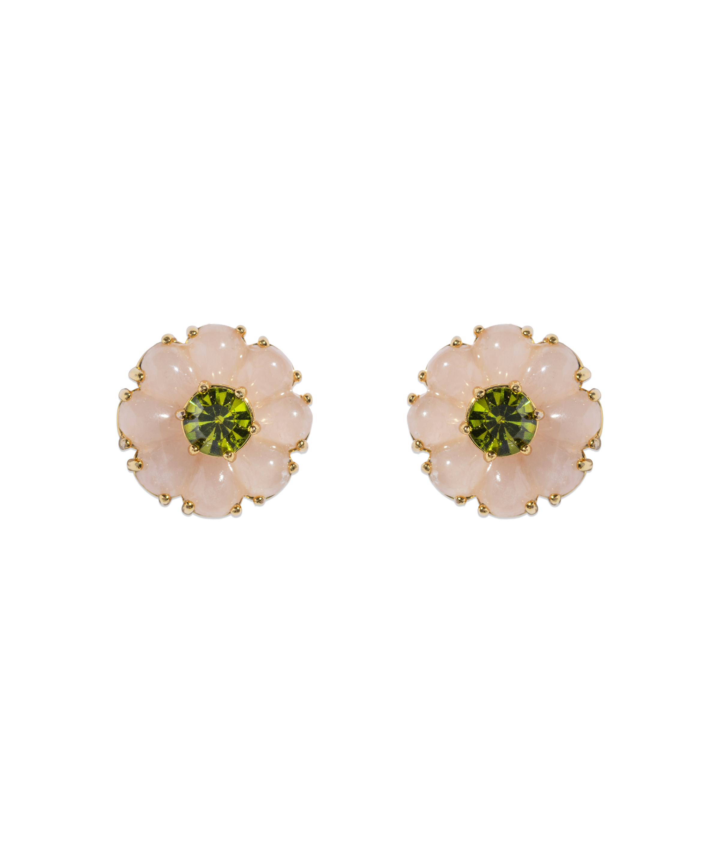 Emeline Flower Studs in Rose Quartz