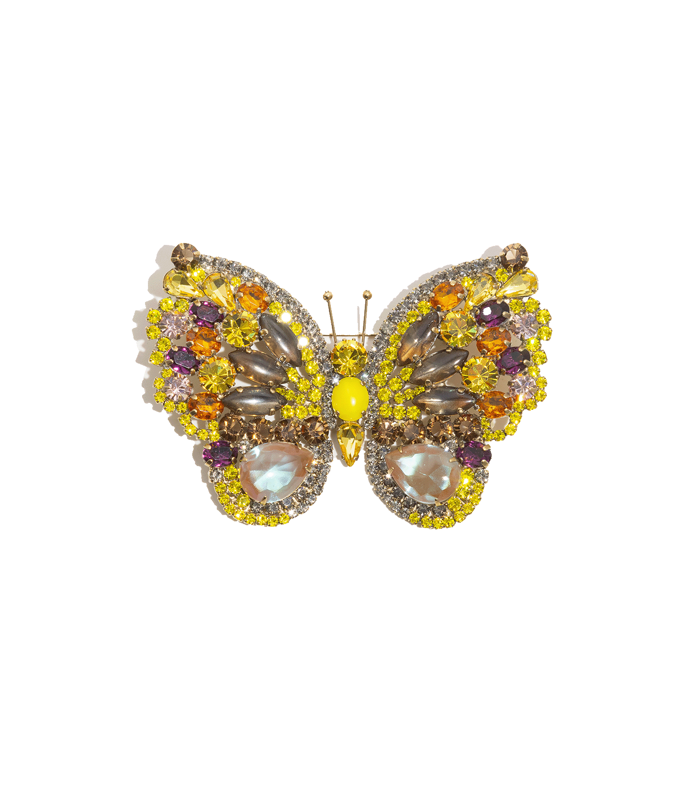 Large Butterfly in Citrine / Smoked Topaz / Black Diamond
