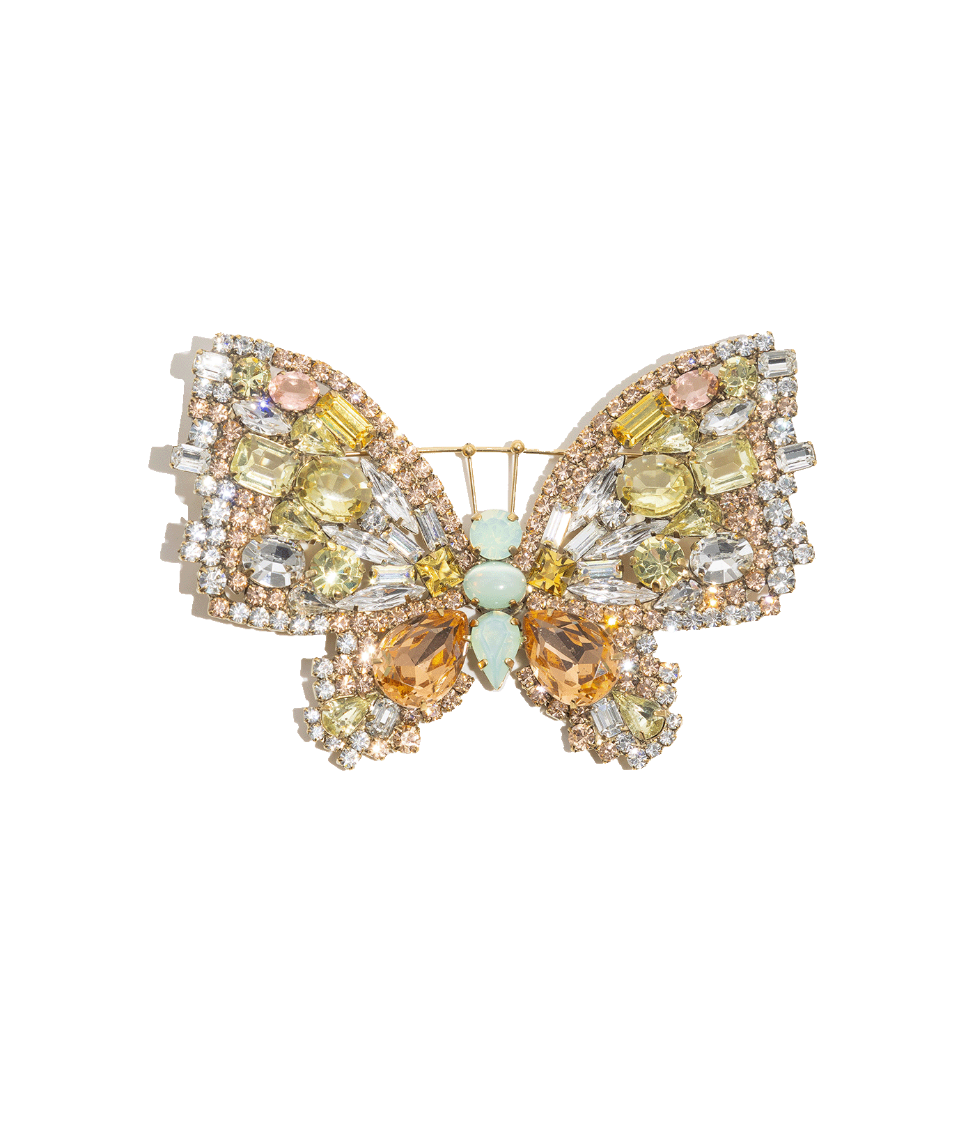 Large Butterfly in Light Peach / Jonquil / Chrysolite Opal