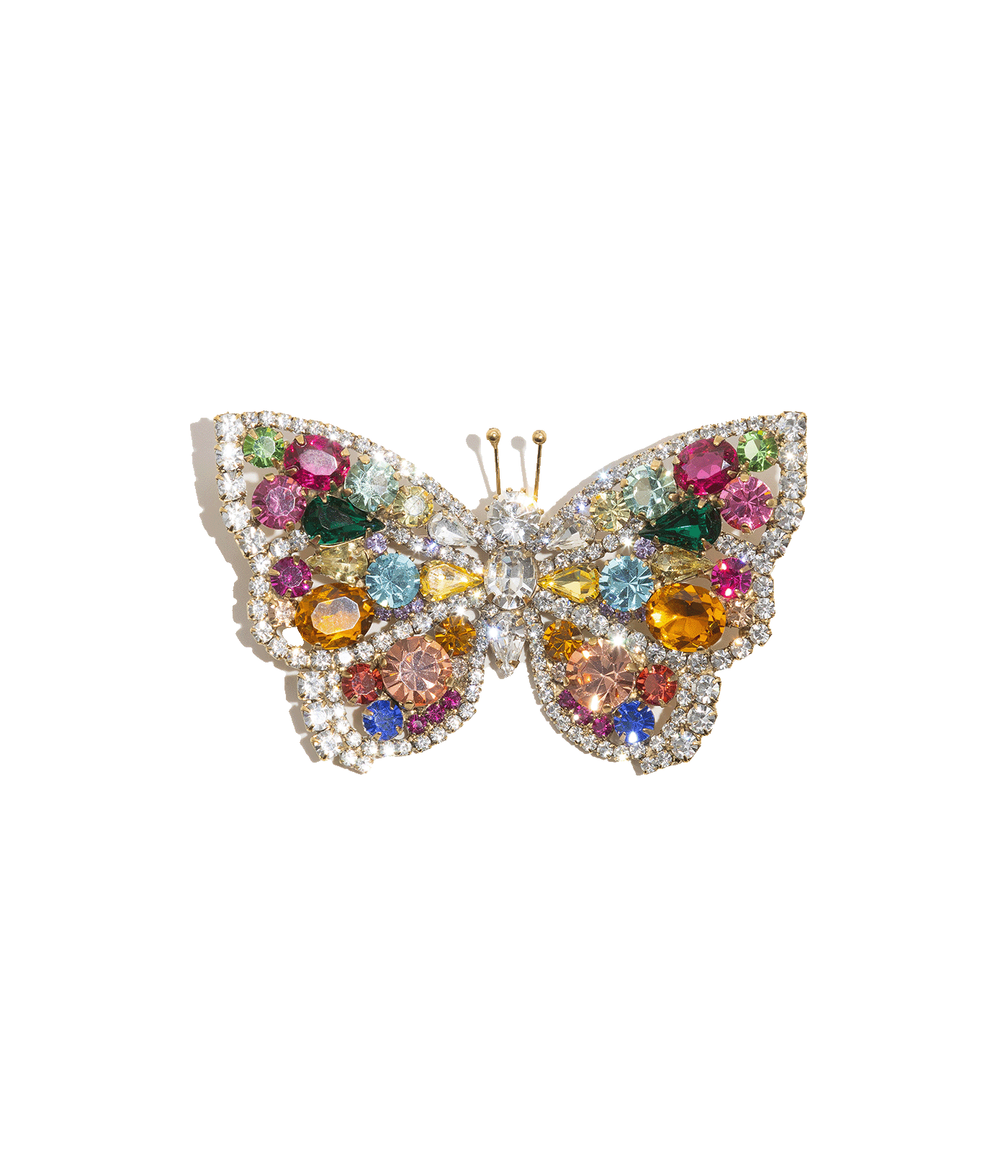 Large Butterfly in Emerald / Rubinite / Apricot Multi
