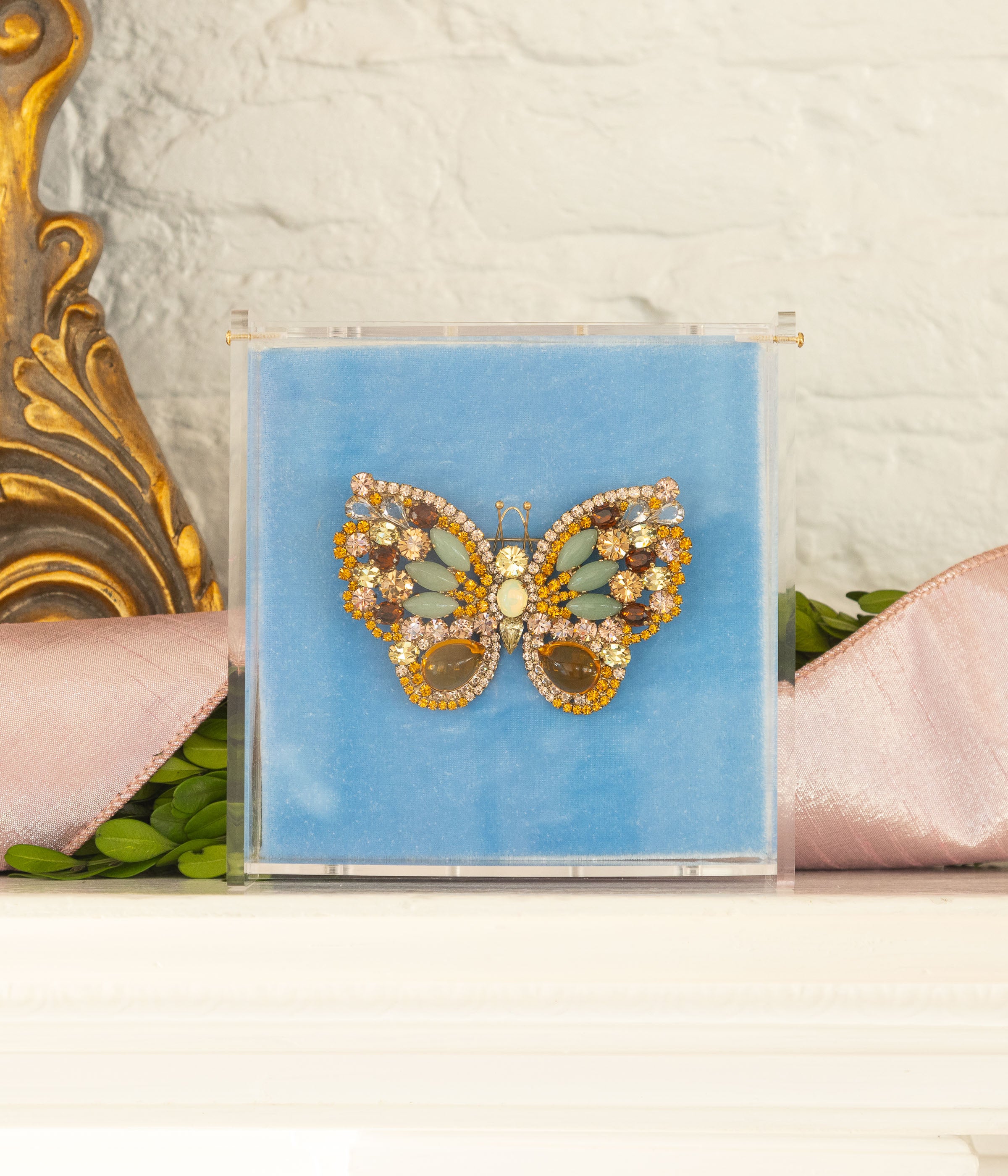 Large Butterfly in Aventurine / Topaz / Vintage Rose