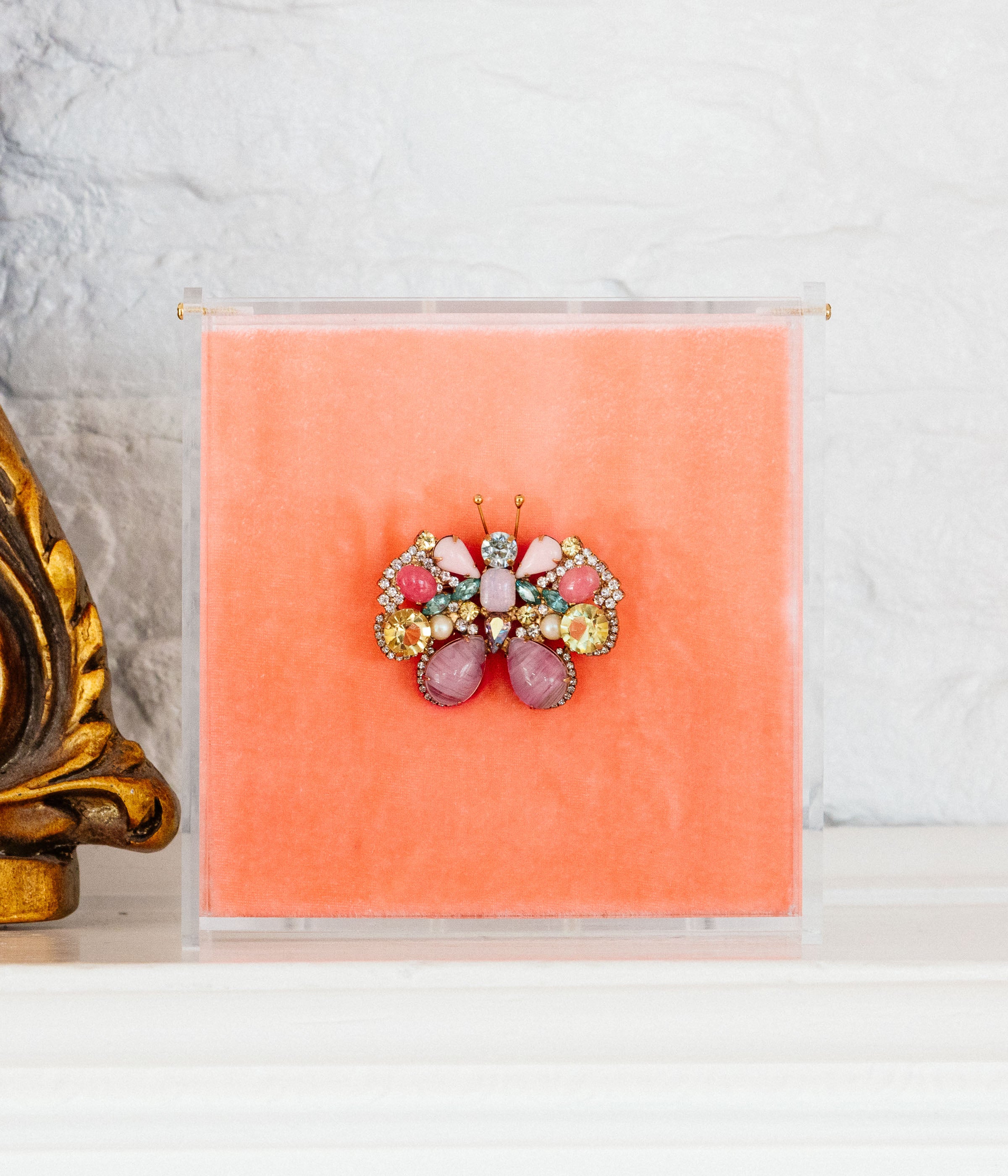 Small Butterfly in Rose Opal / Aqua / Jonquil
