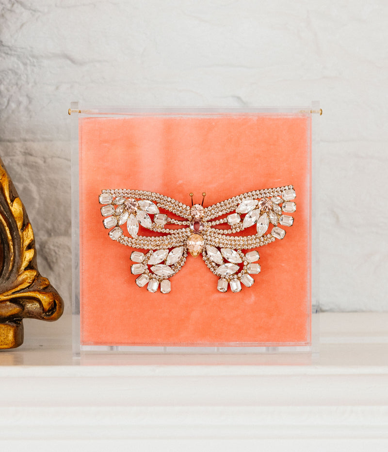 X-Large Butterfly in Crystal / Light Peach