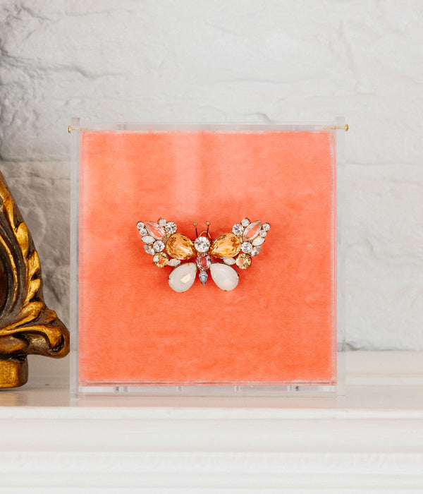 Small Butterfly in Light Peach / White Opal / Crystal