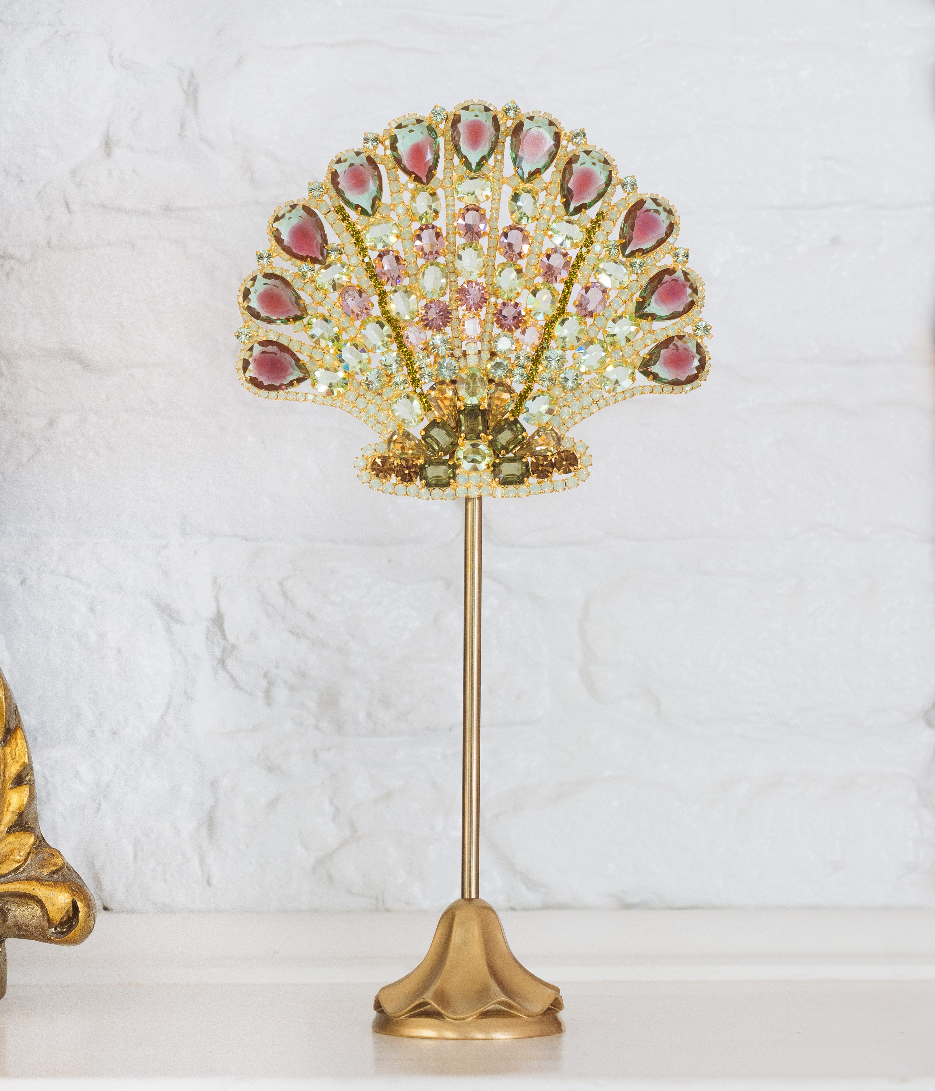 Large Scallop Shell Specimen in Pink and Green