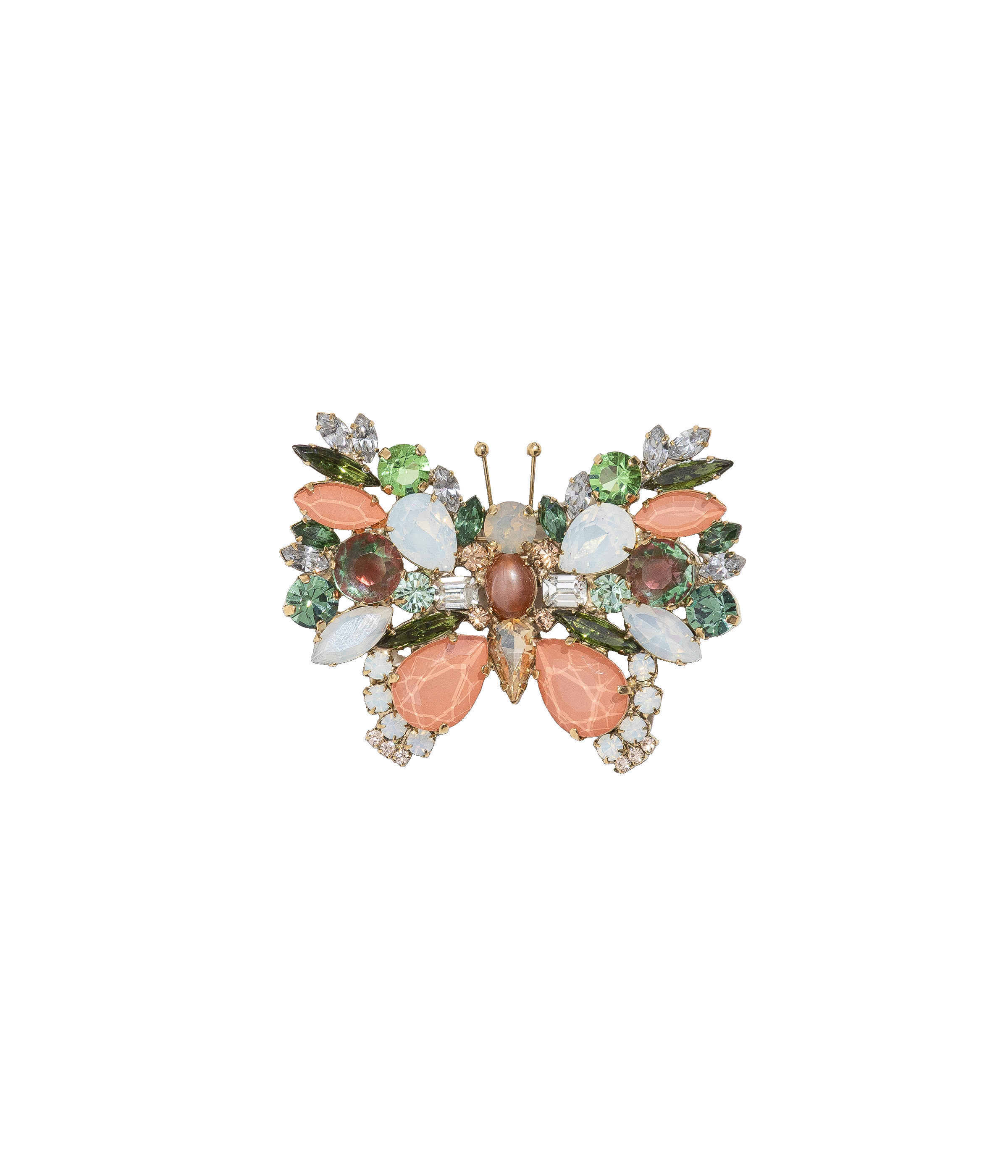 Medium Butterfly in White Opal / Apricot / Olivine