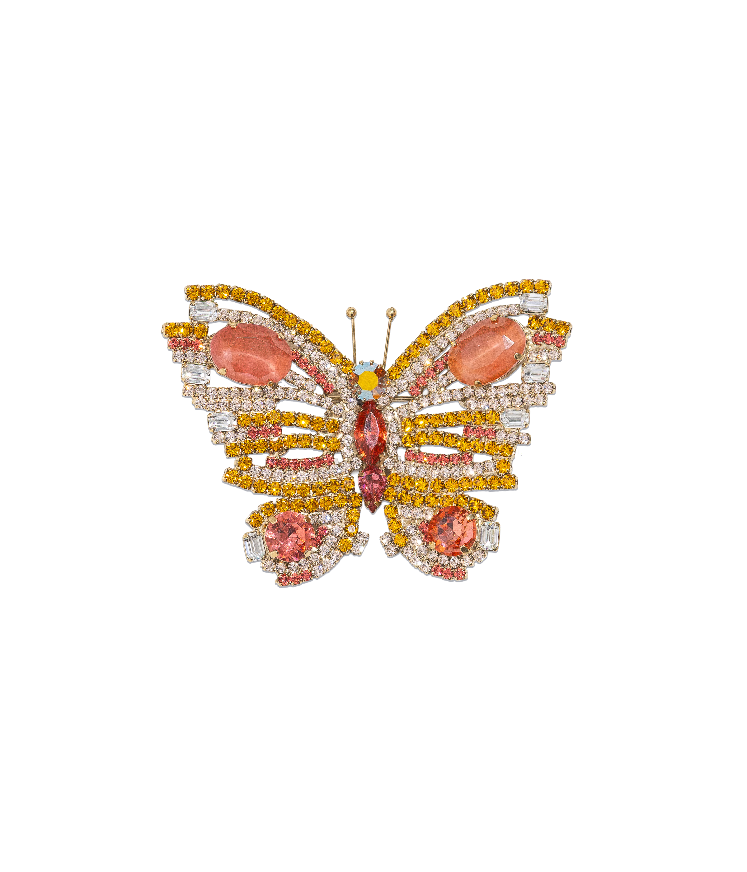 Large Butterfly in Topaz / Apricot / Crystal