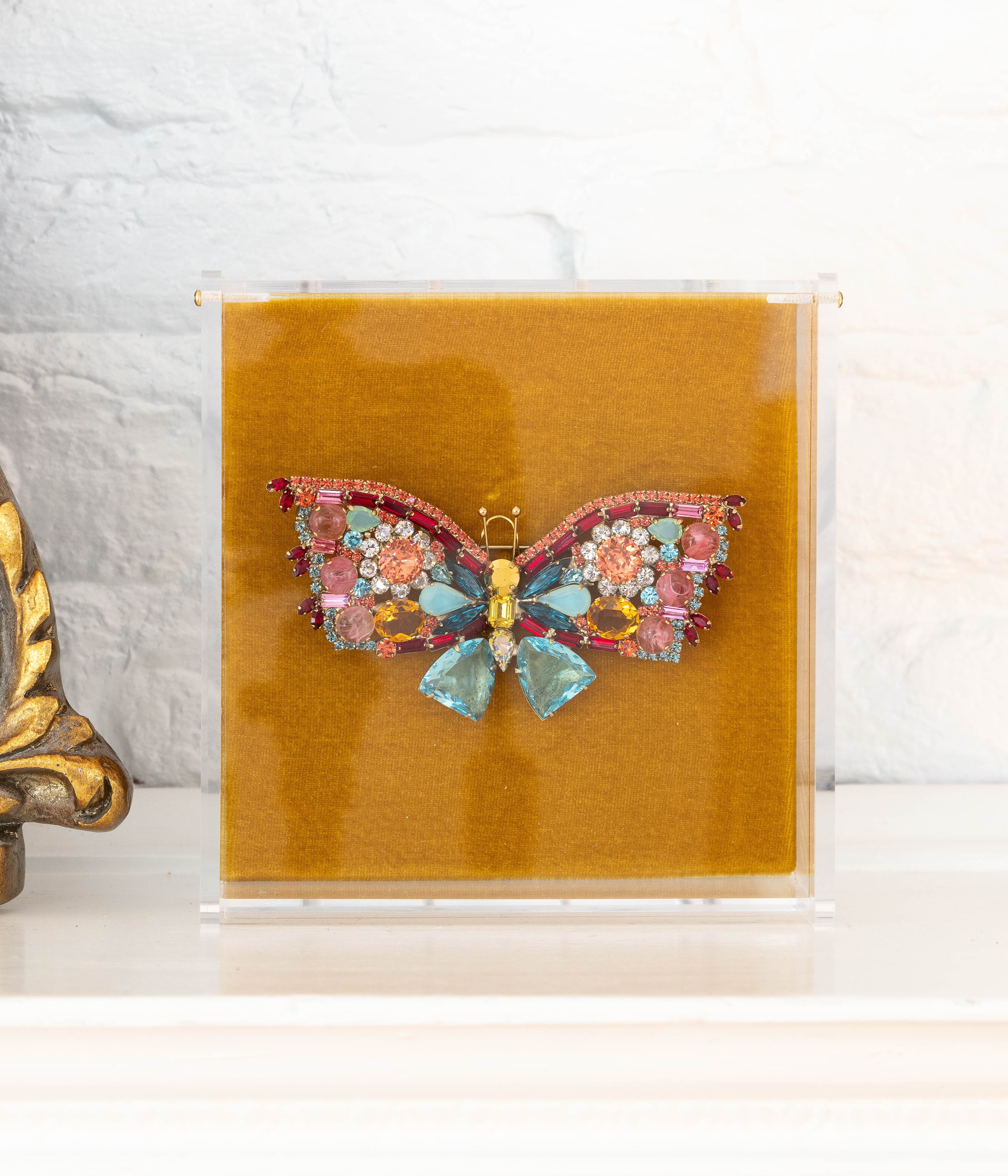 Large Butterfly in Garnet / Aqua / Rose