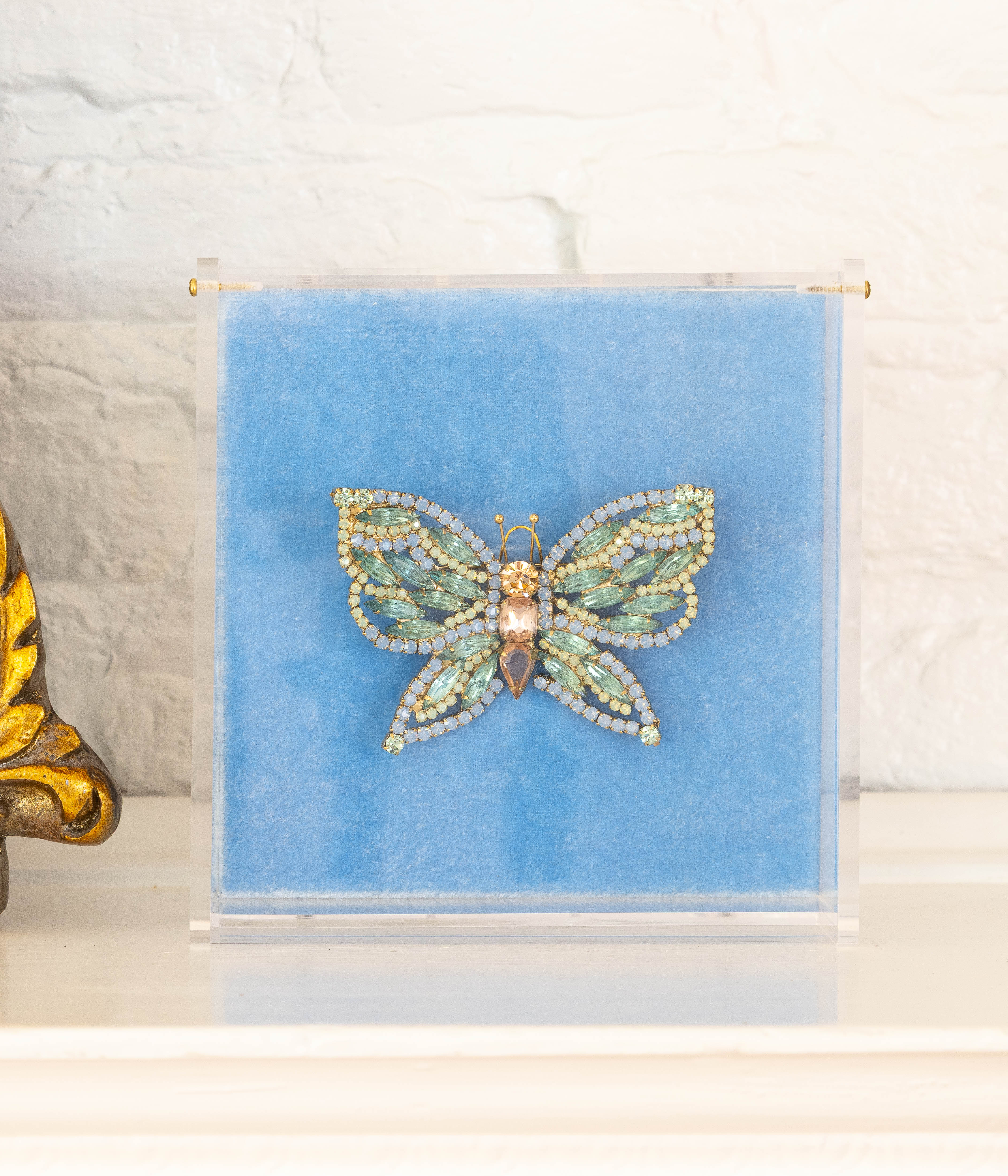 Large Butterfly in Aqua / Air Blue Opal / Rosaline