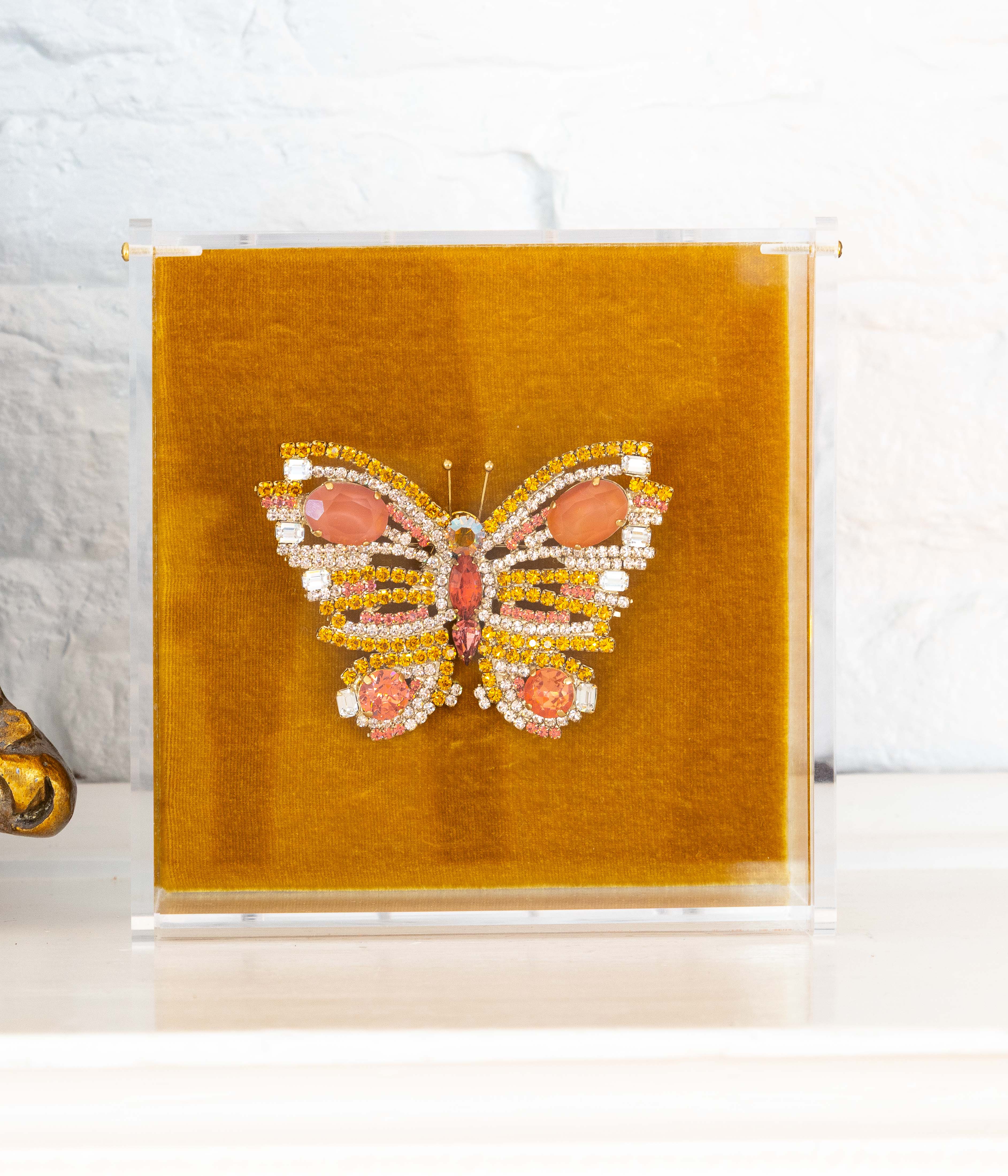 Large Butterfly in Topaz / Apricot / Crystal