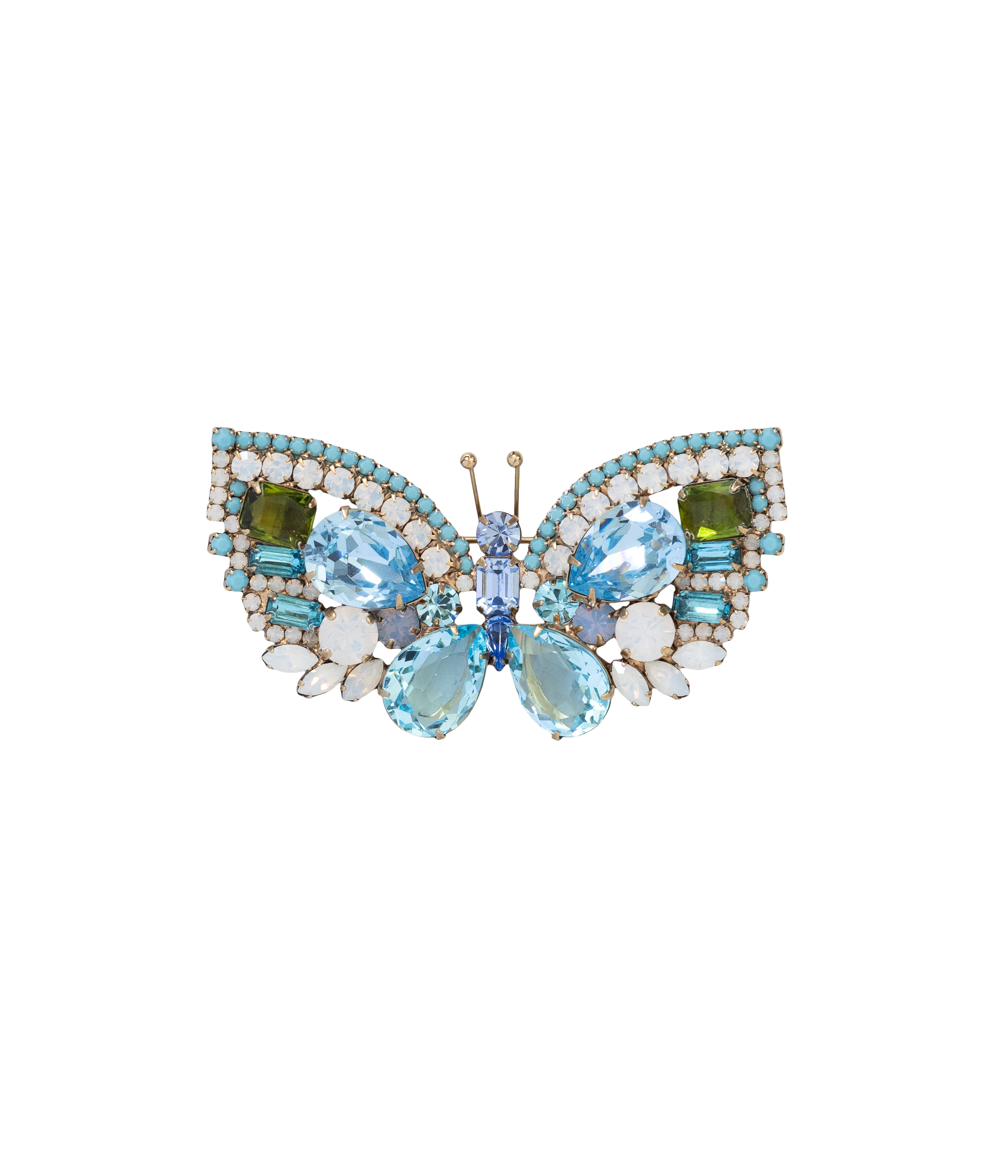 Small Butterfly in Aqua / Light Sapphire / White Opal / Olivine