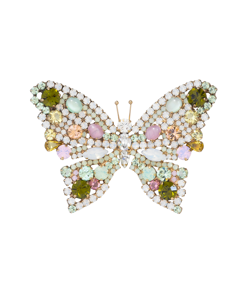X-Large Butterfly in White Opal / Olivine / Light Rose
