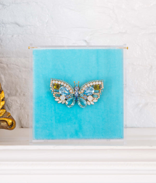 Small Butterfly in Aqua / Light Sapphire / White Opal / Olivine