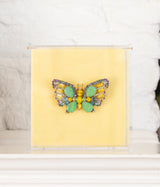 Medium Butterfly in Green Opal / Citrine / Light Sapphire