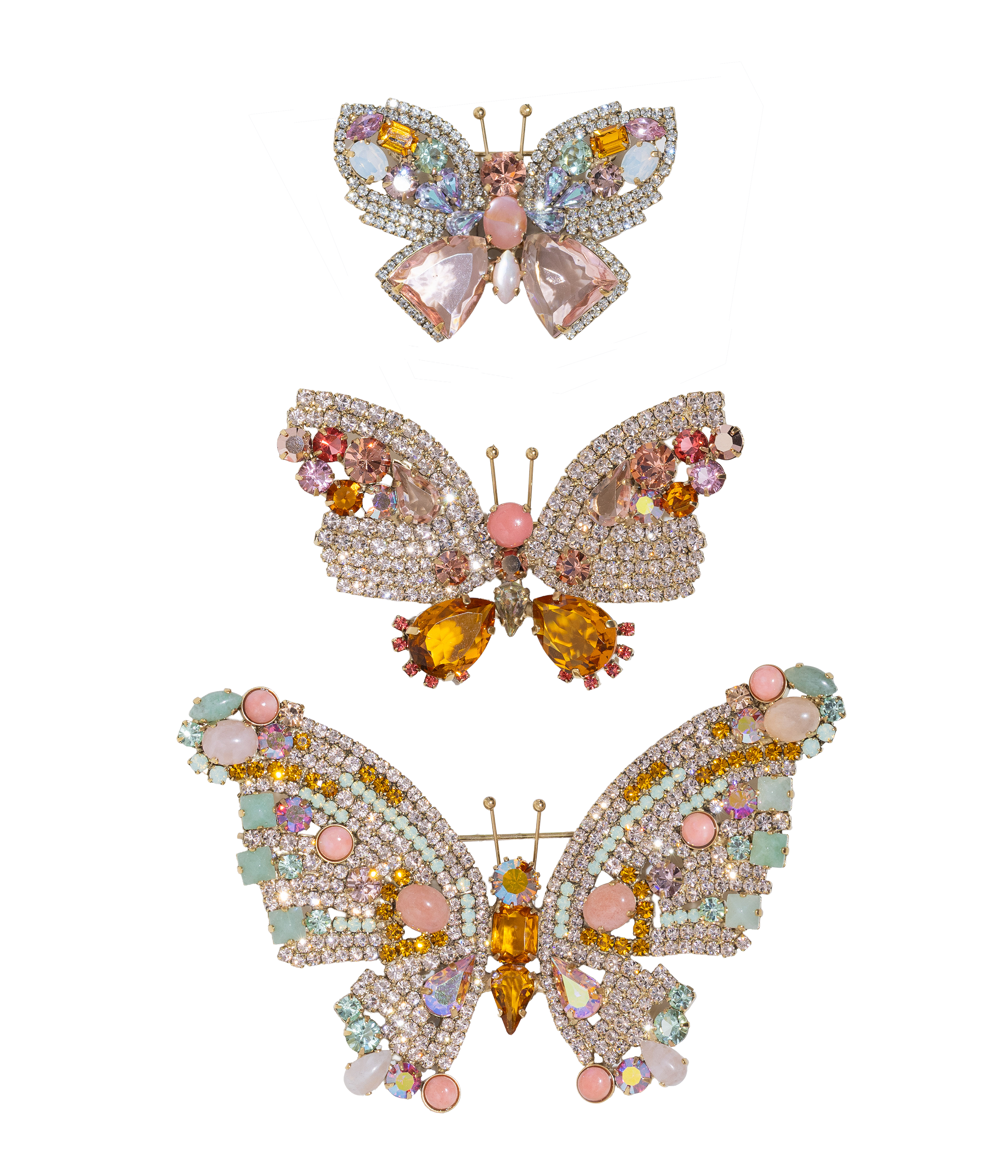 Butterfly Trio in Aventurine / Rose Quartz / Topaz
