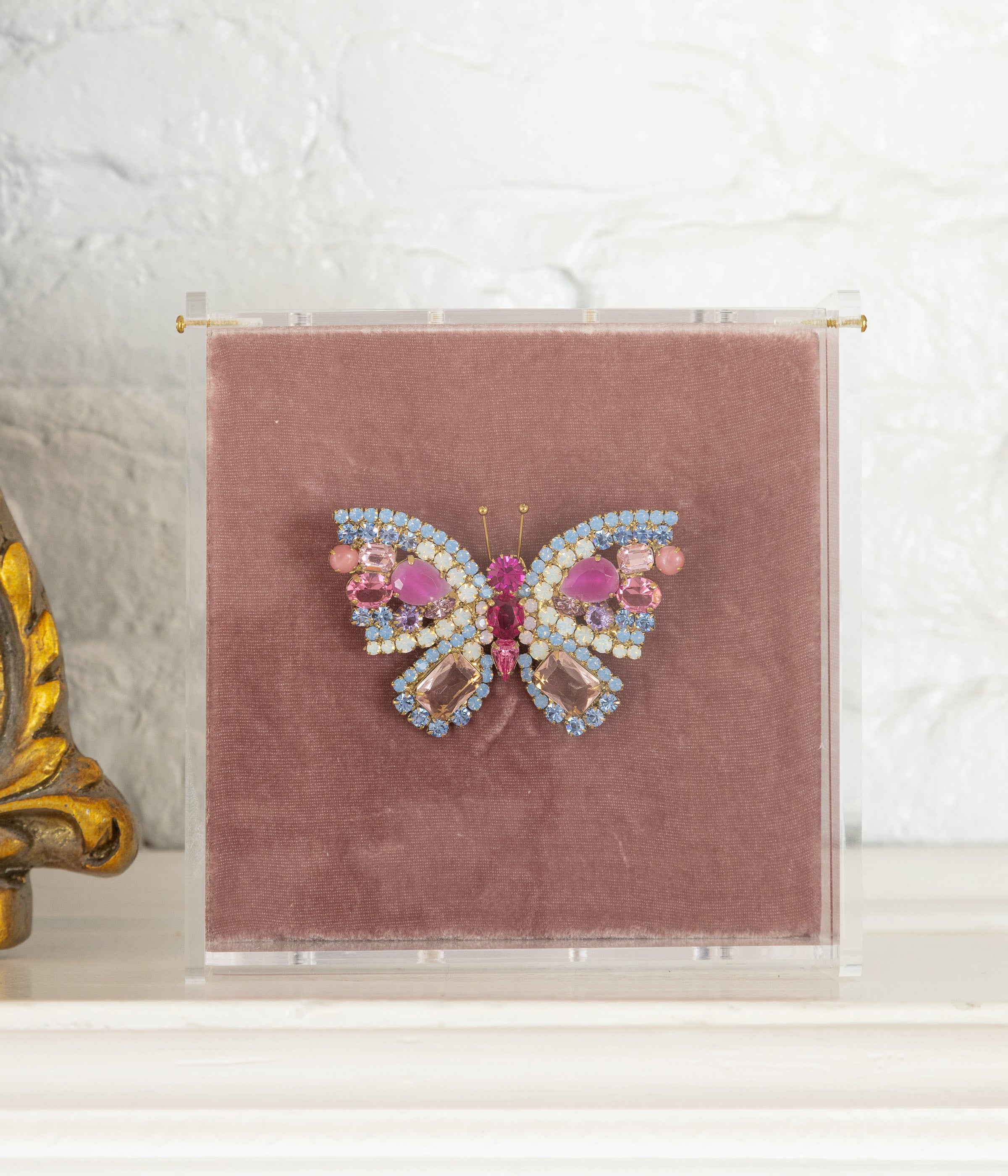 Medium Butterfly in Light Sapphire Opal AB / Fuchsia / Rosaline