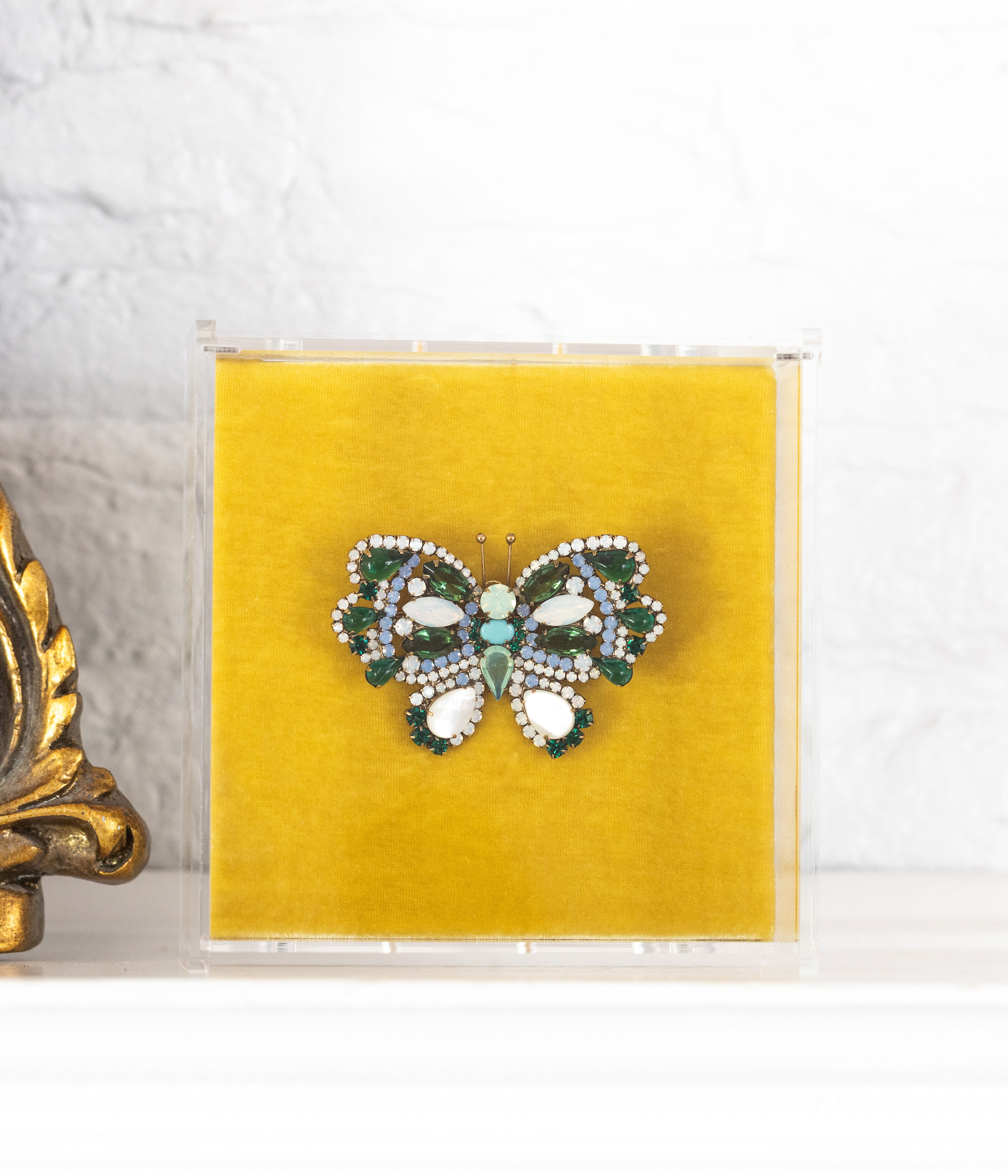 Medium Butterfly in Mother Of Pearl / Emerald / Air Blue Opal - Loren Hope
