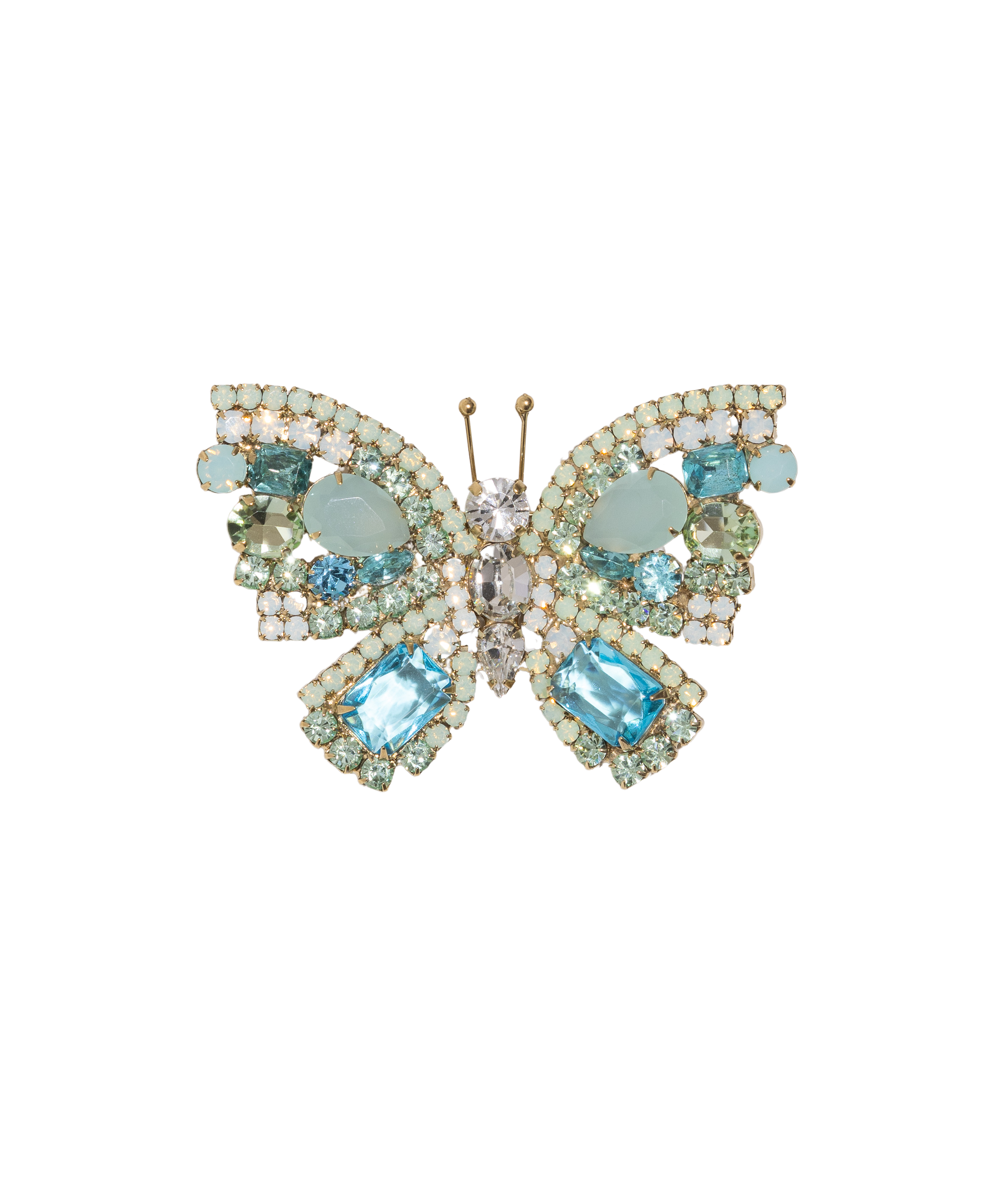 Medium Butterfly in Chrysolite Opal / Aqua / Crystal