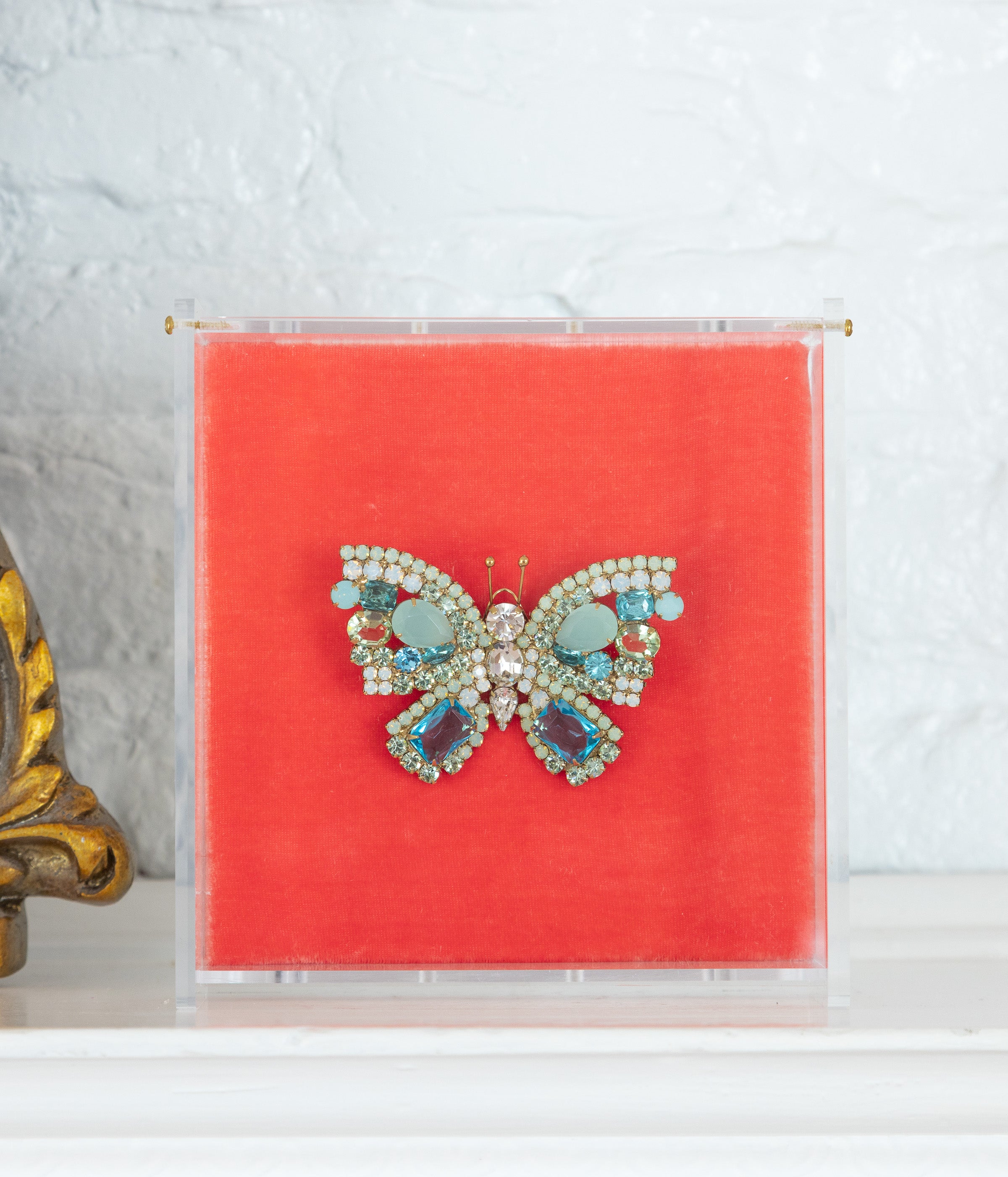 Medium Butterfly in Chrysolite Opal / Aqua / Crystal